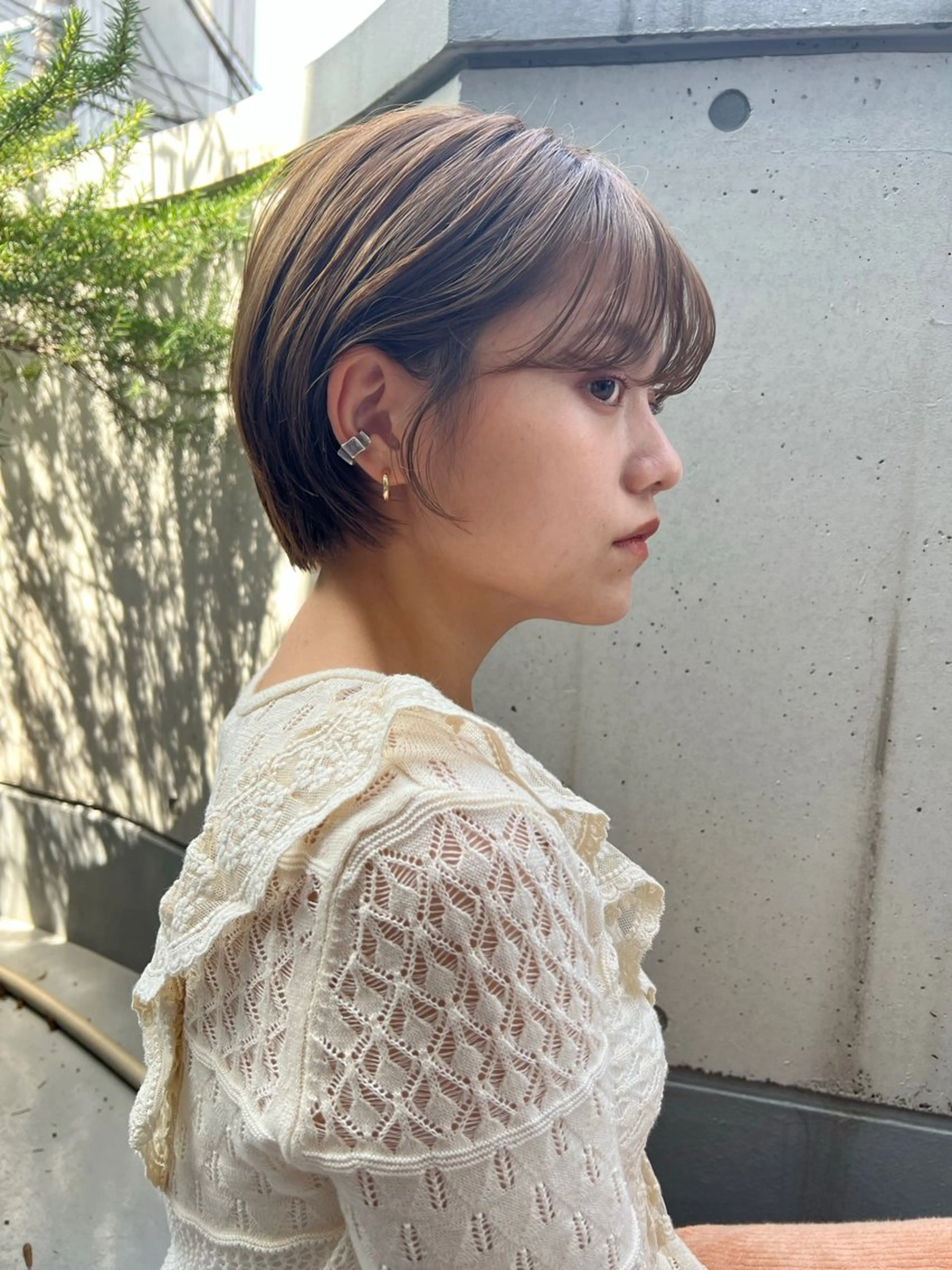 ショート カラー ボブ/巻ける縮毛矯正 /韓国レイヤーはなのヘアスタイル