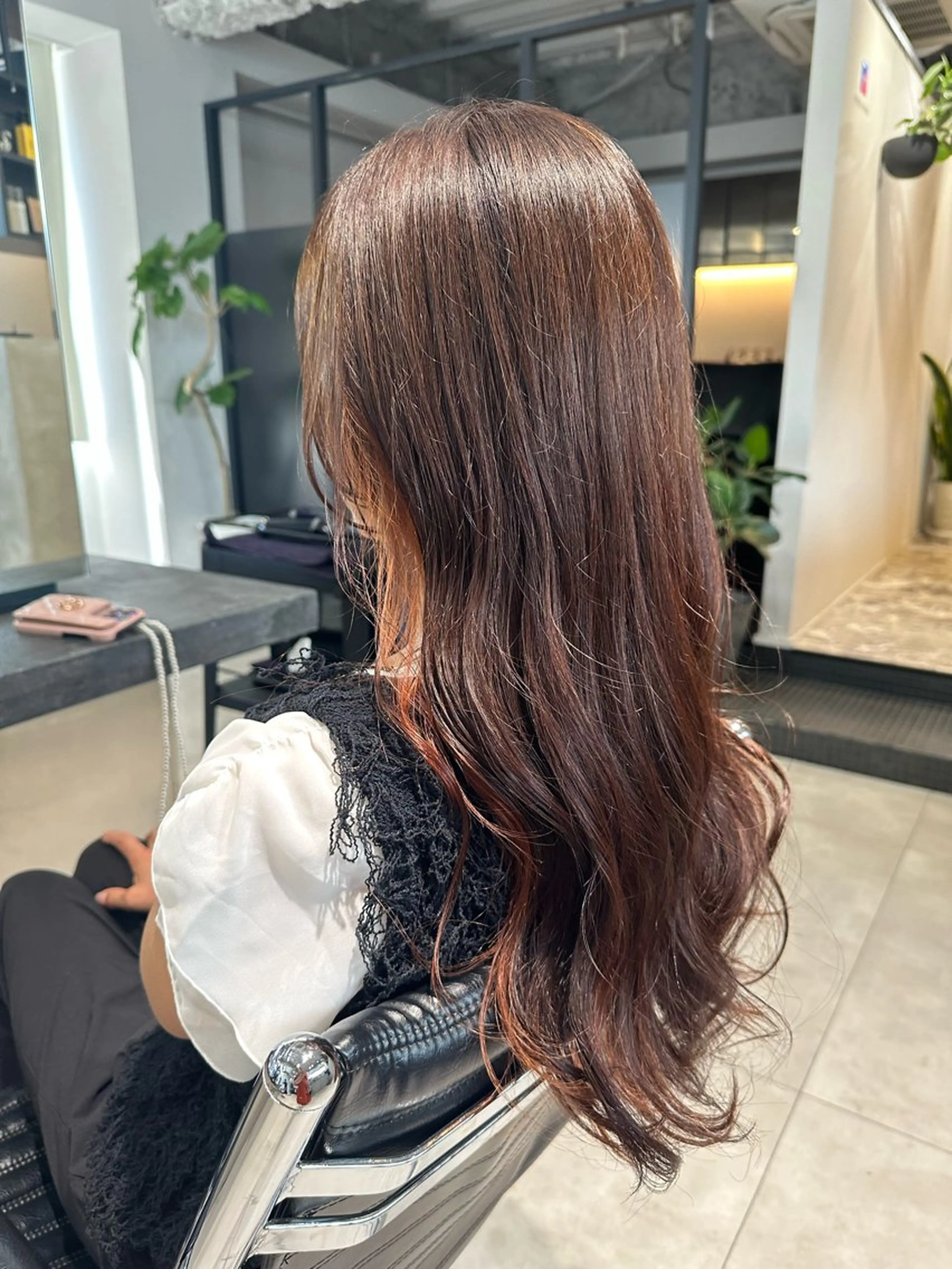 ロング カラー オレンジ ロング ヘアカラー 山下恋佳/矢場町/ ブリーチ/ショートのヘアスタイル