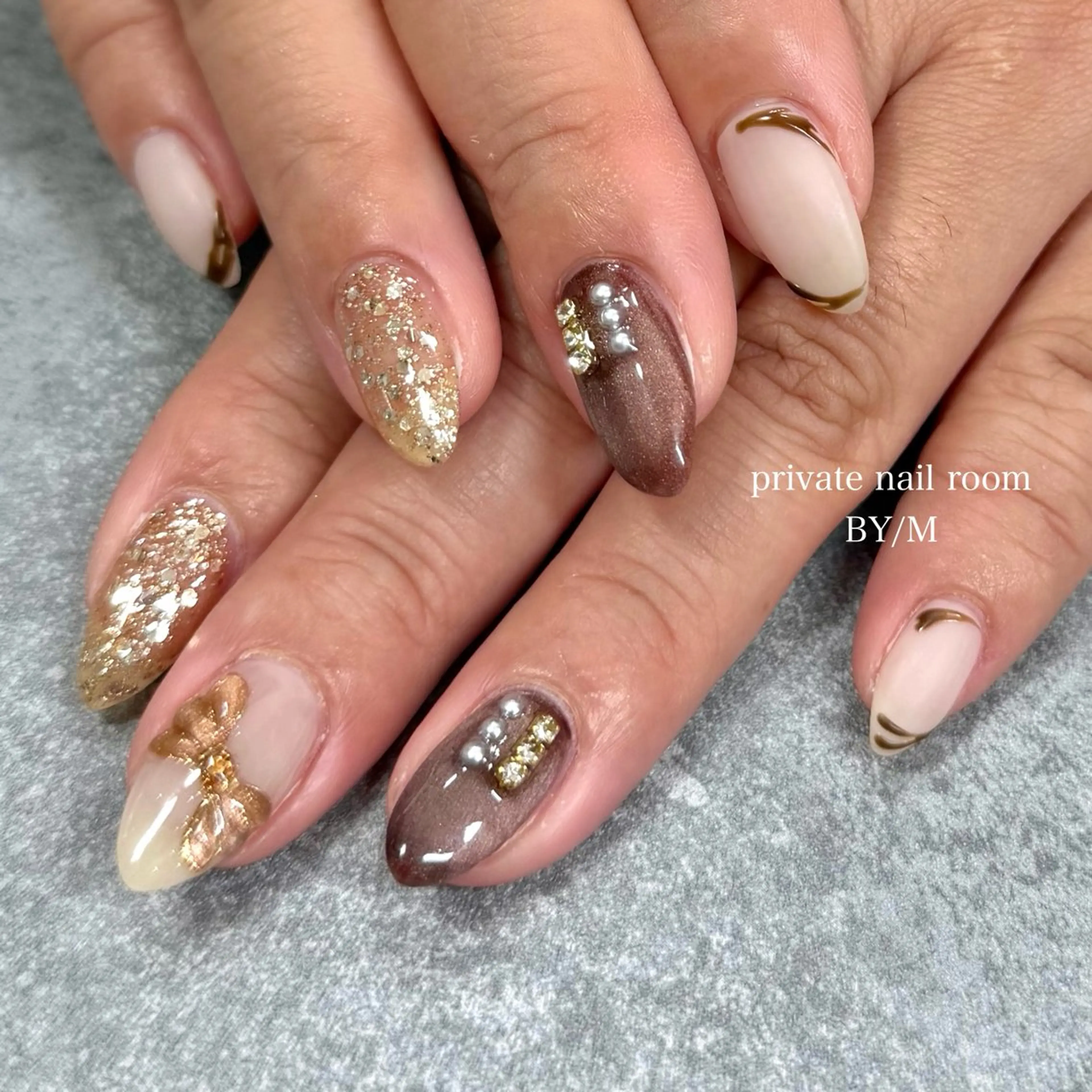 ネイル マグネットネイル 持ち込み バレンタイン ハンドネイル BY / Mのネイルデザイン