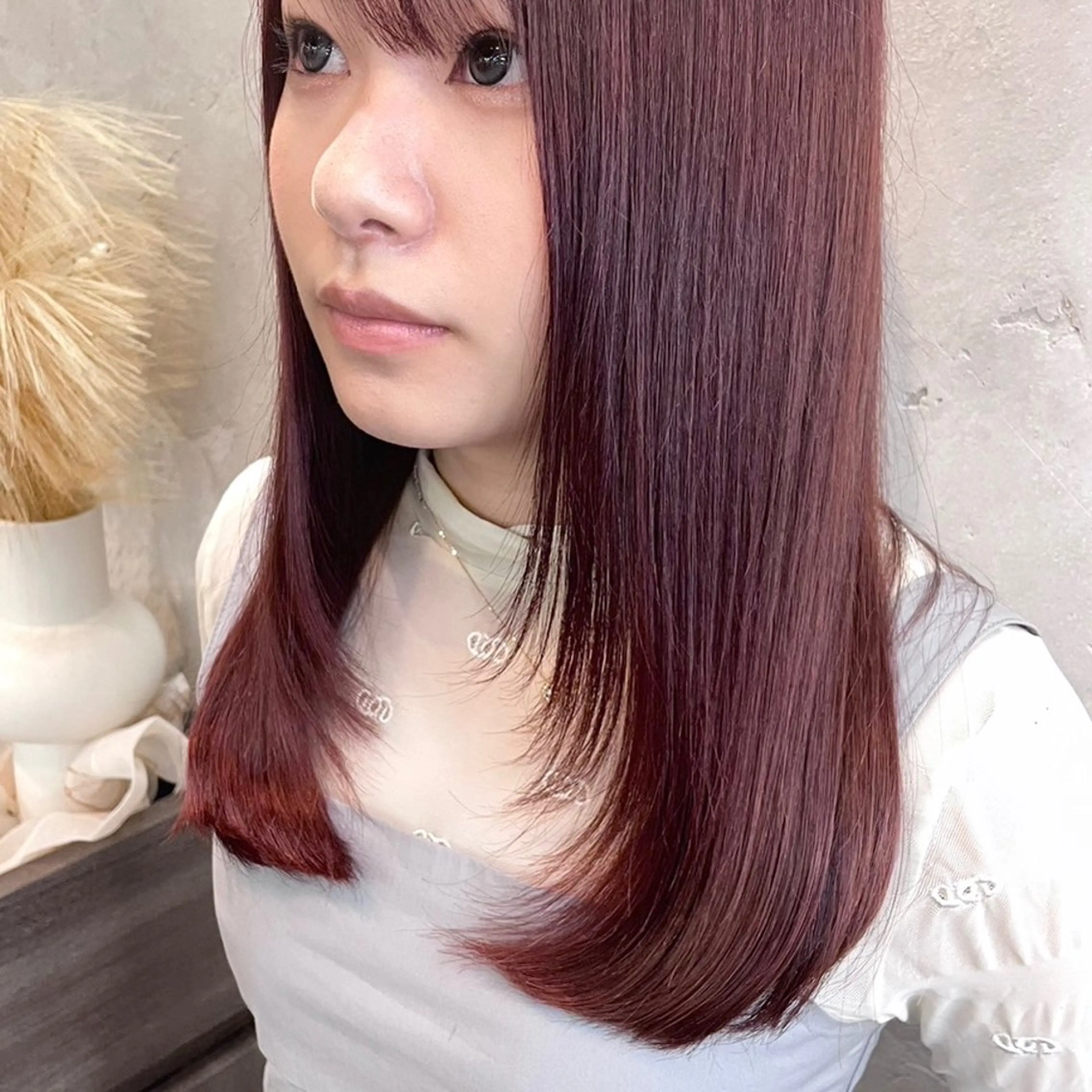 セミロング カラー レッドカラー 髪質改善 💎耳ツボジュエリー 髪質改善🌙土屋桃佳のヘアスタイル