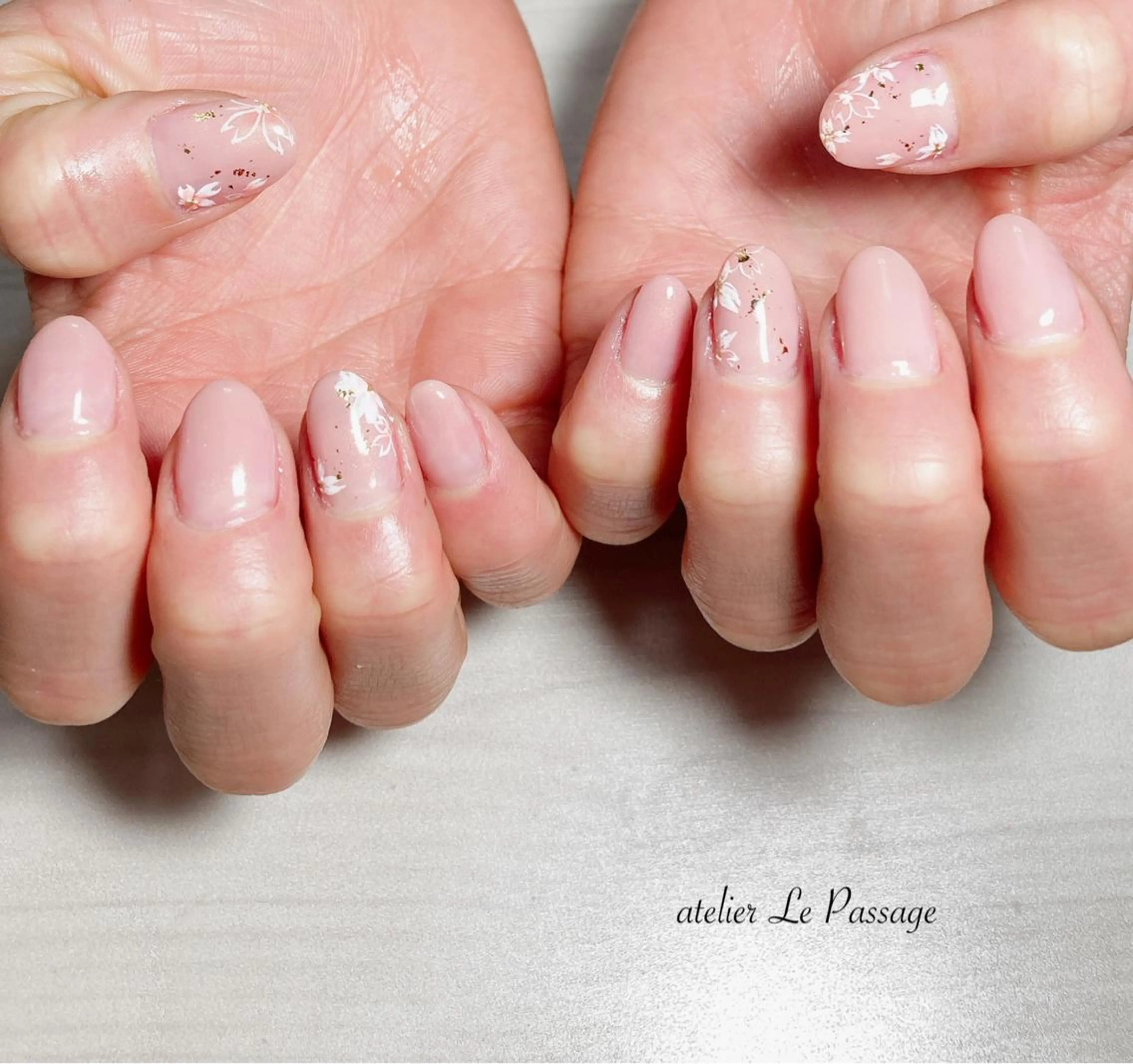 ネイル 桜ネイル ジェルネイル オフィスネイル ワンカラーネイル パラジェル Atelier Le Passage所属・h nakatsukaのネイルデザイン
