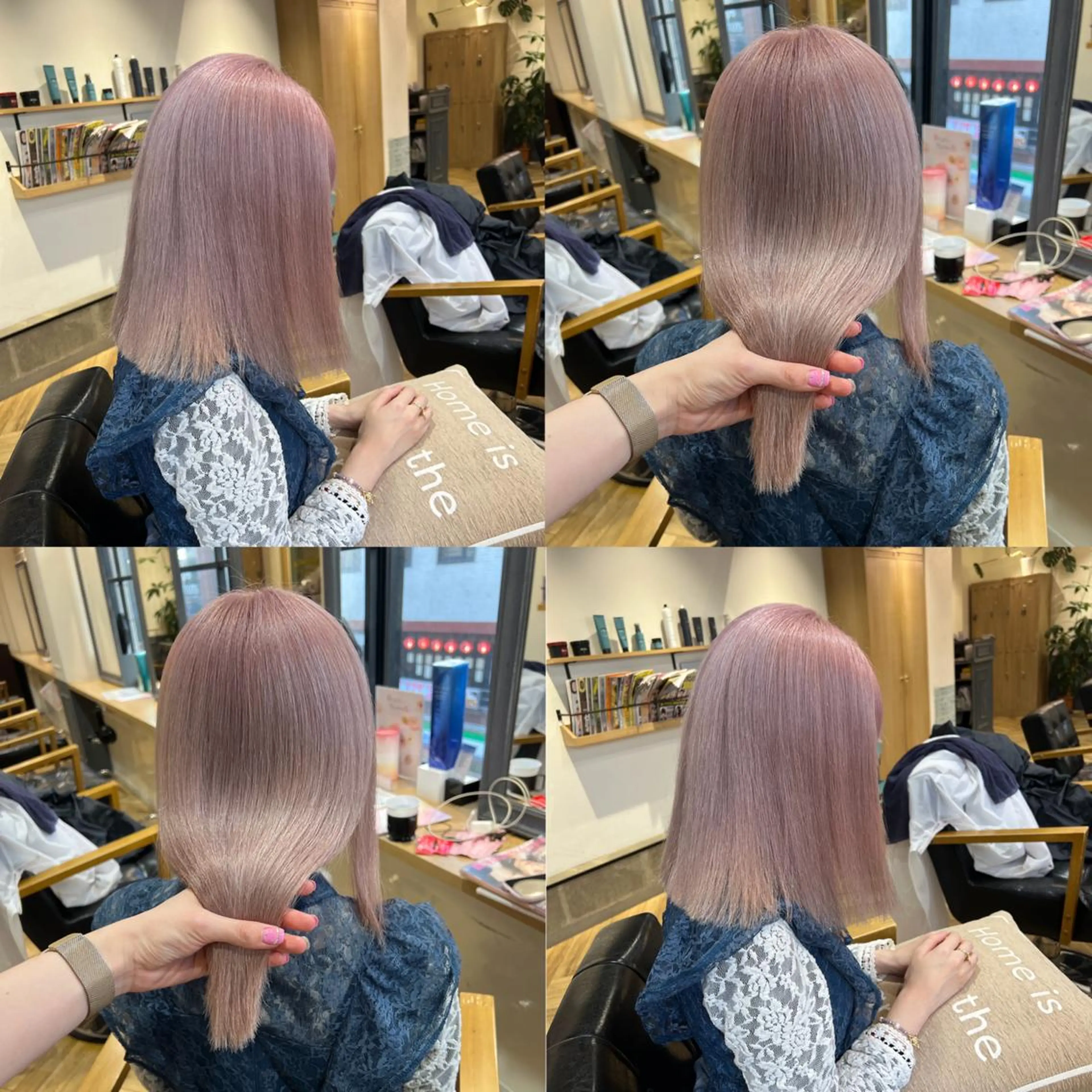 セミロング カラー ピンクカラー ホワイトピンク 艶カラー/韓国顔周り 🎀mamiのヘアスタイル