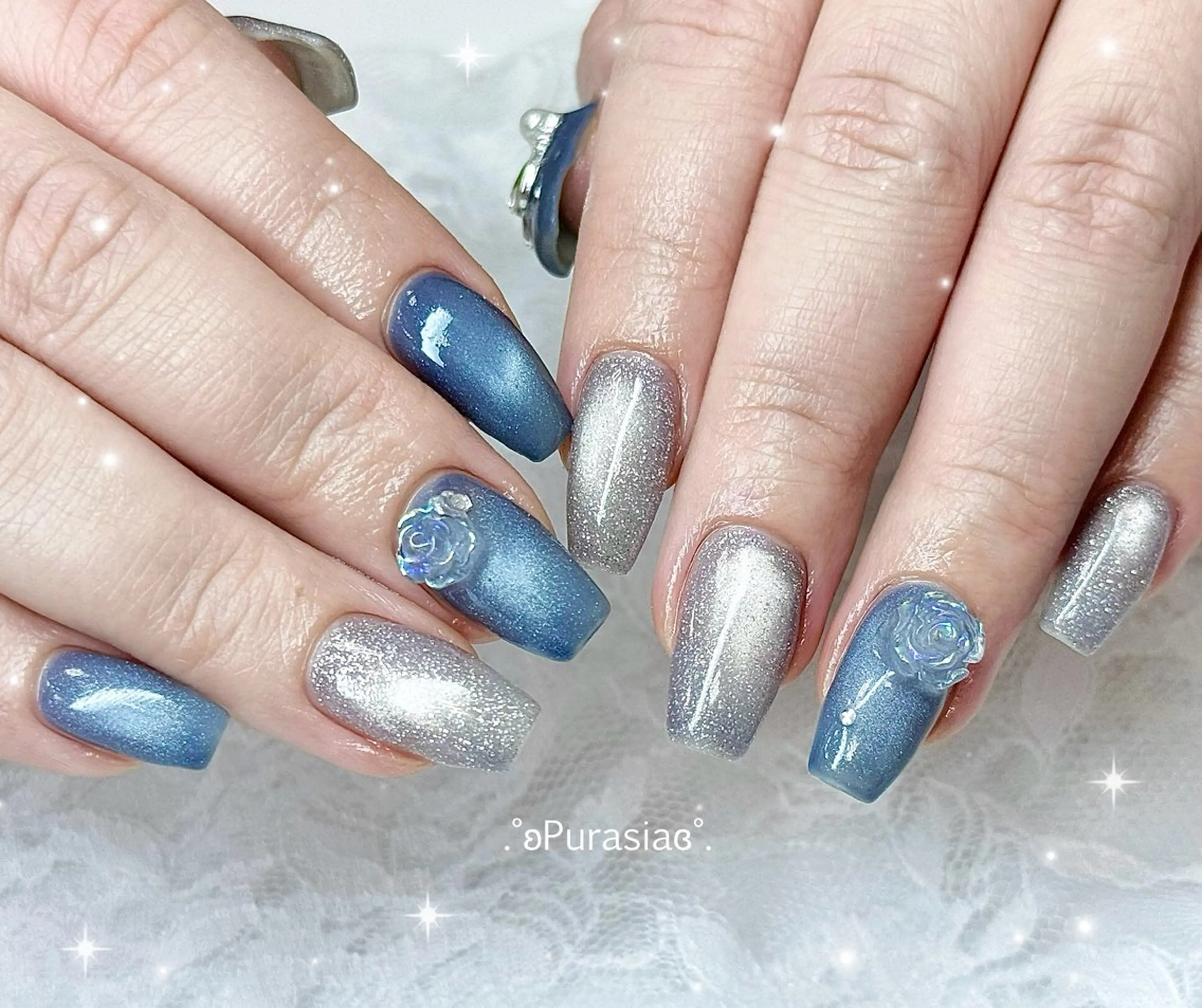 ネイル 韓国ネイル マグネットネイル ワンホンネイル ハンドネイル Purasia高橋✧ マグ/ワンホン/地雷のネイルデザイン