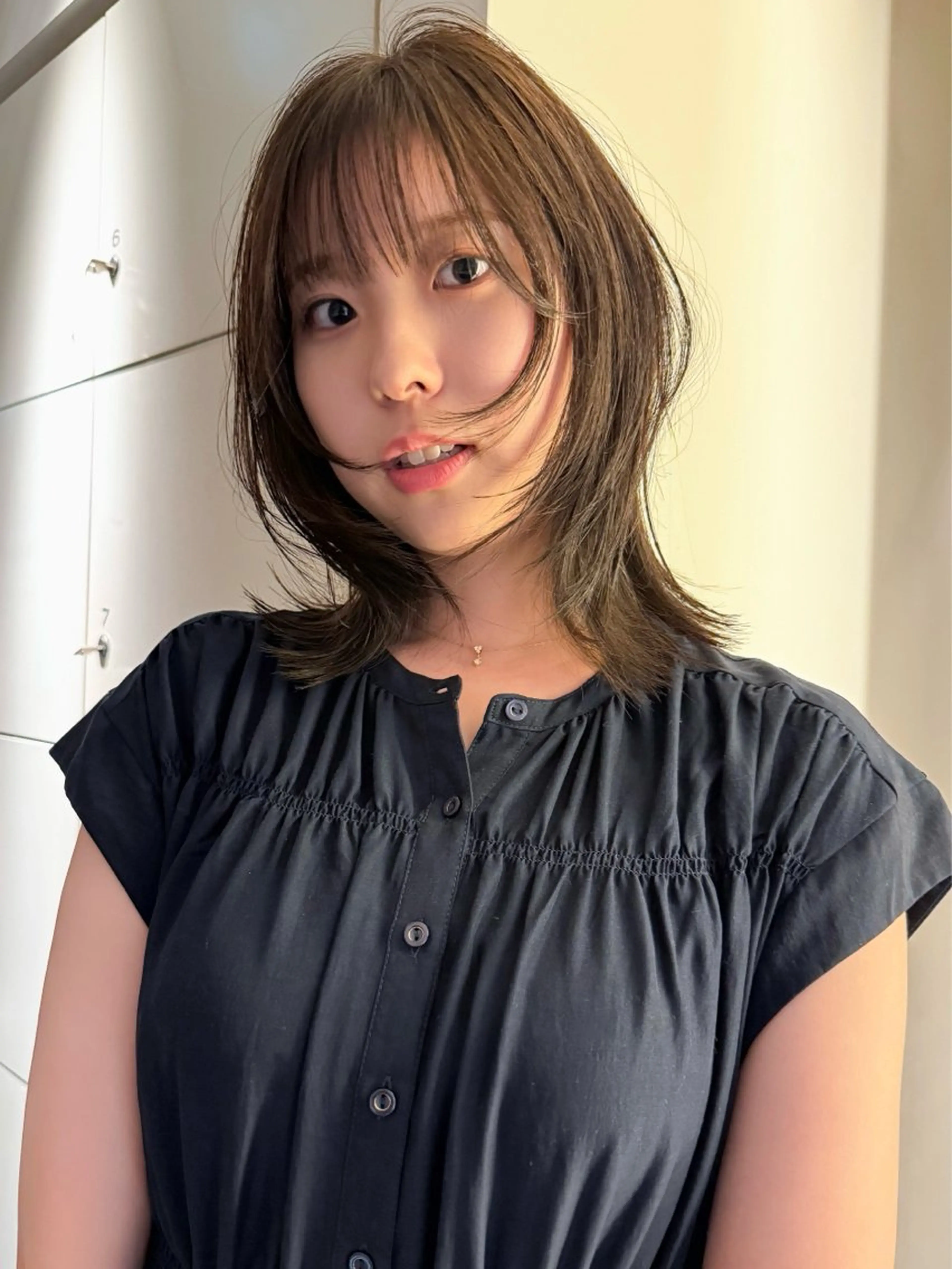 ミディアム ボブレイヤー ミディアムレイヤー ボブ レイヤーカット モデル募集/山田蓮/ レイヤーボブのヘアスタイル