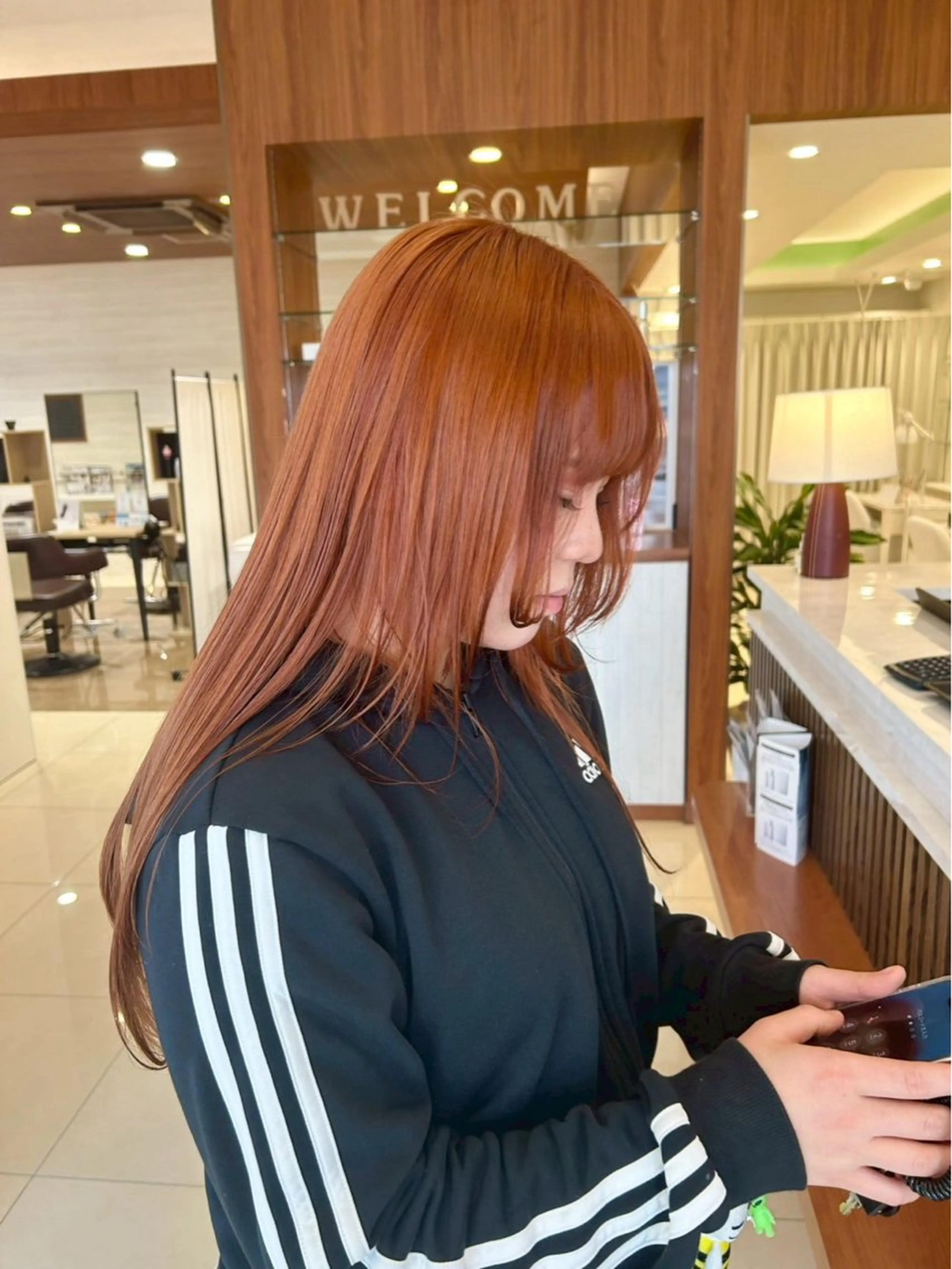 ロング カラー オレンジ 河口 勝博のヘアスタイル