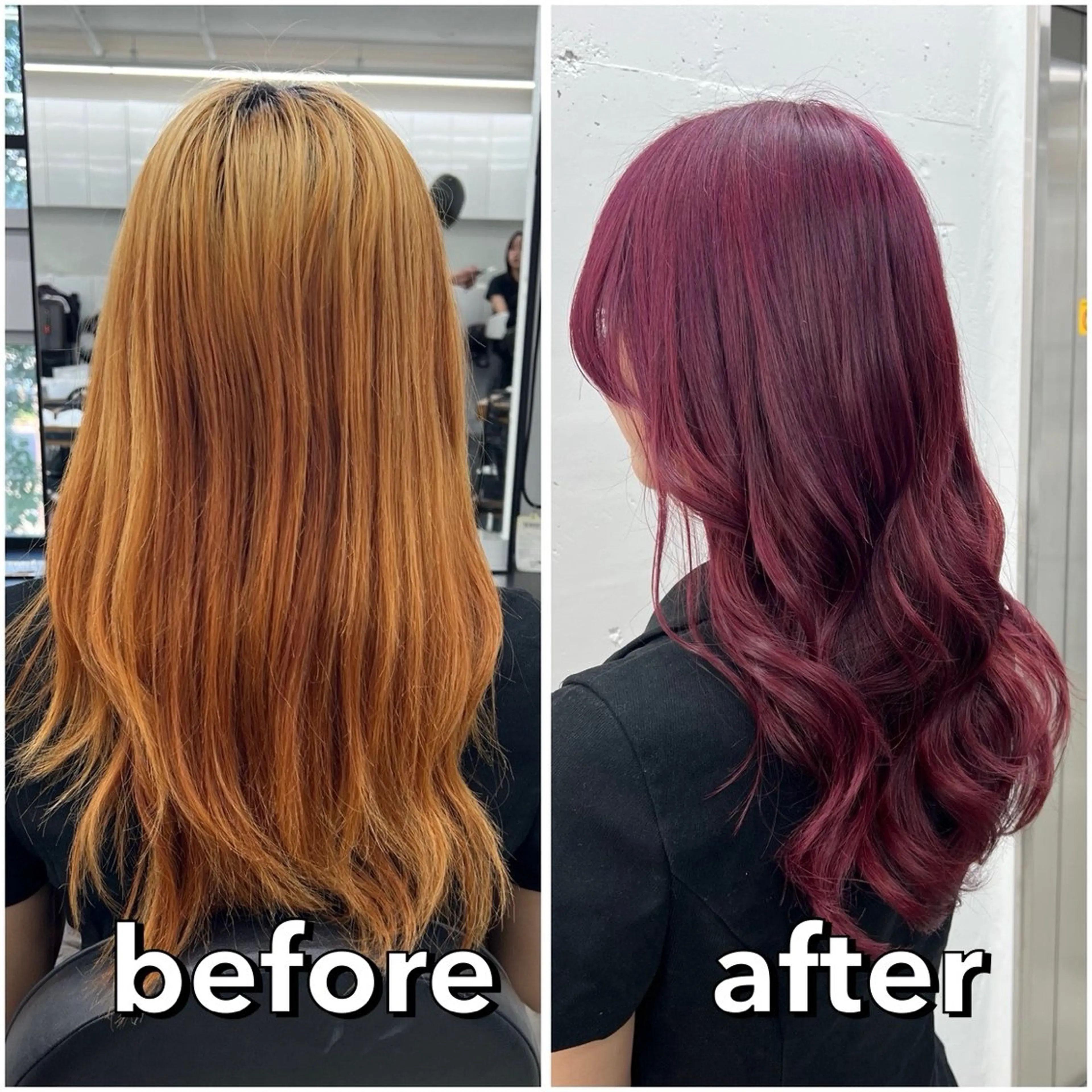 セミロング カラー ブリーチ レッドカラー ヘアカラー あすか JILLSTUDIOのヘアスタイル