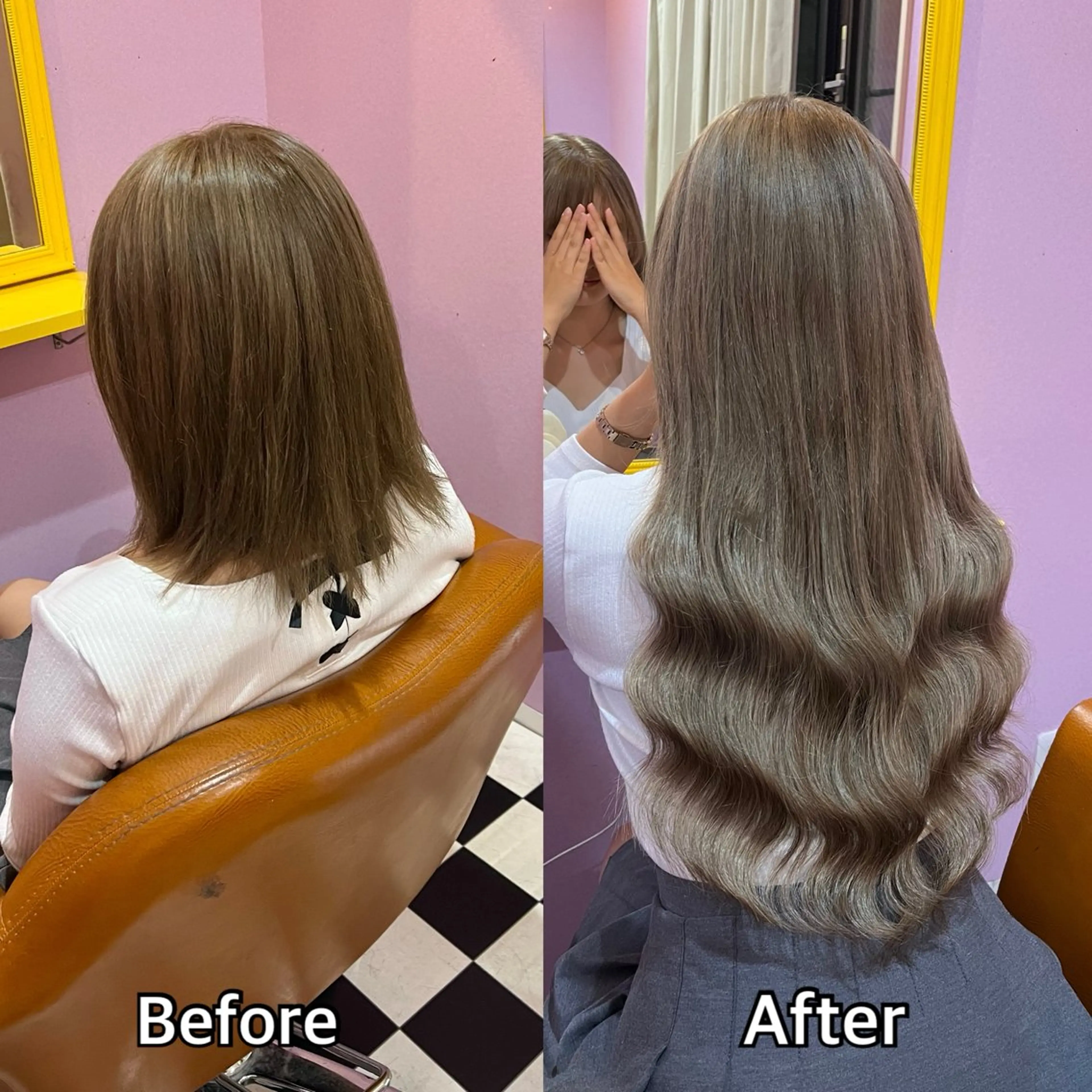 ロング エクステ シール＋ちび編み込み エクステ梅田🐨のヘアスタイル