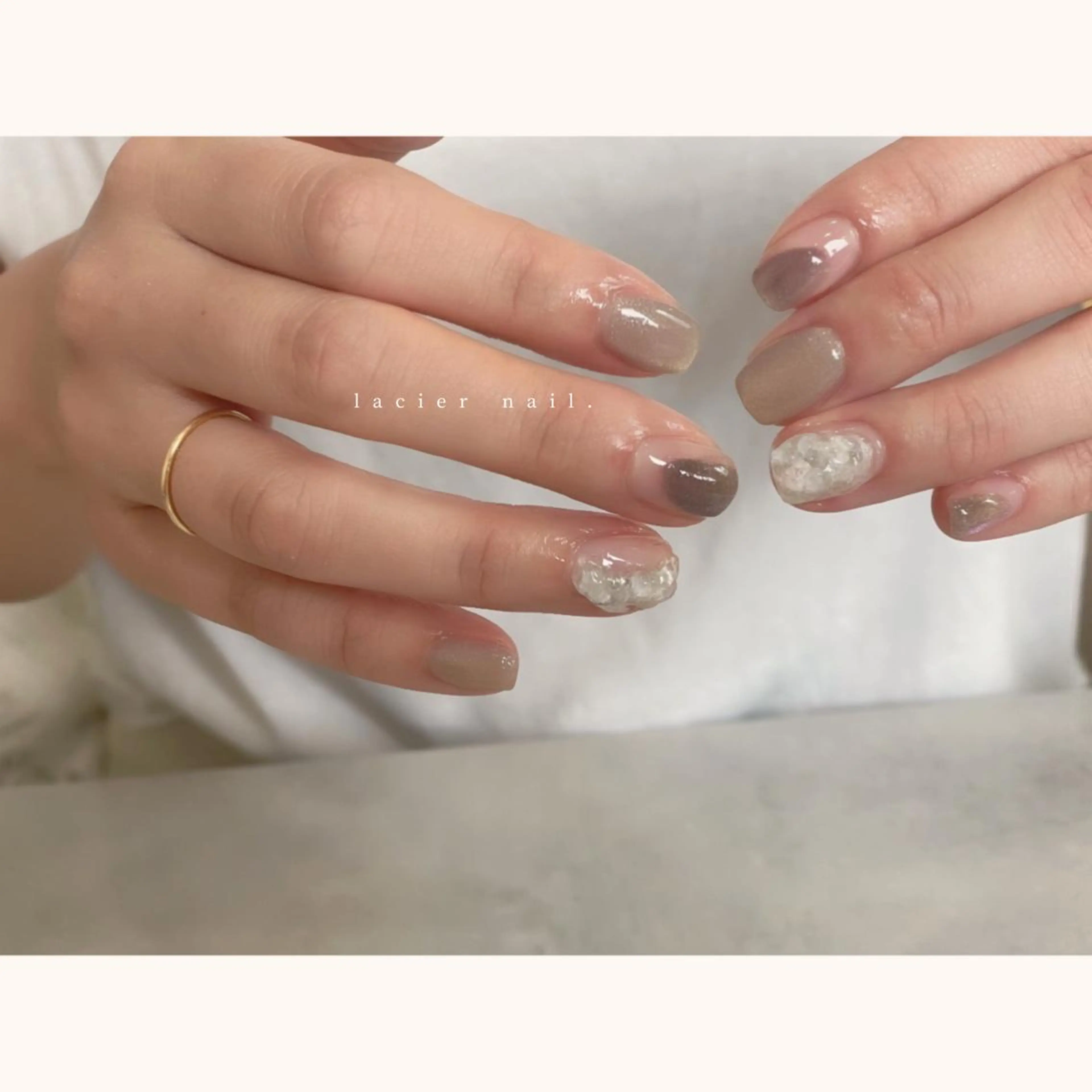 ネイル アートネイル フレンチネイル 氷ネイル・うるうるネイル マグネットネイル ミラーネイル lacier nailのネイルデザイン