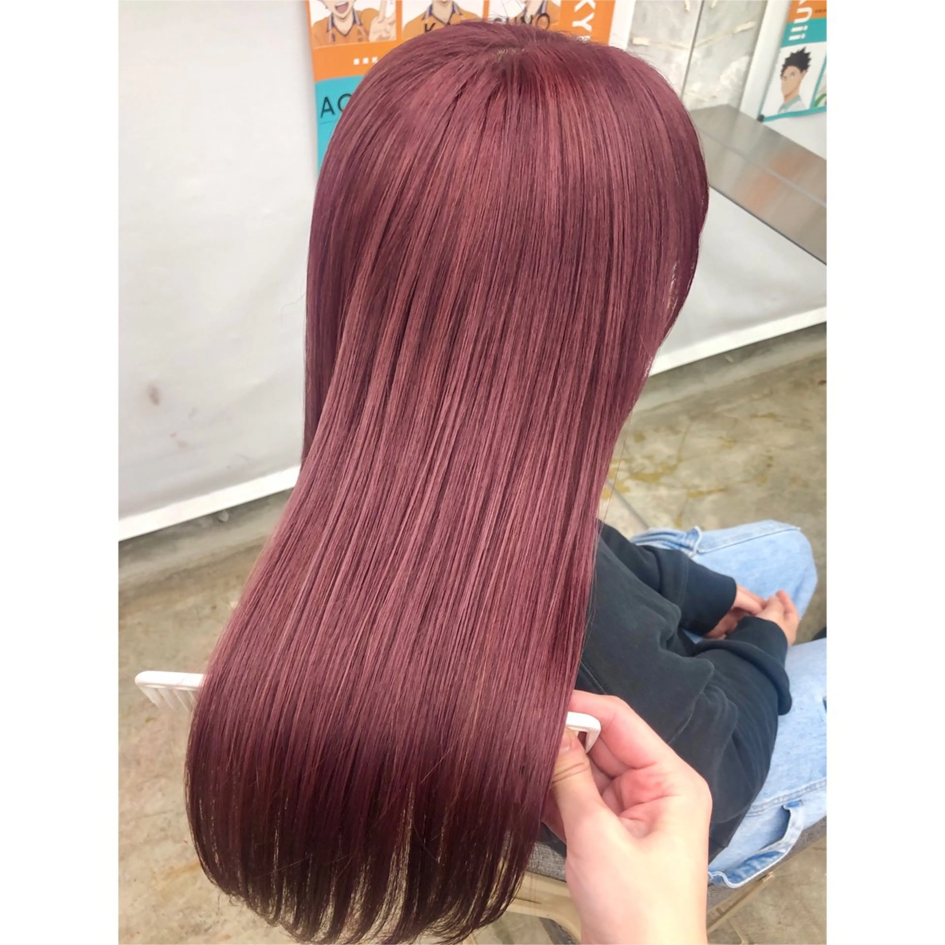 セミロング カラー 推しカラー✨ オタク美容師ユウカのヘアスタイル