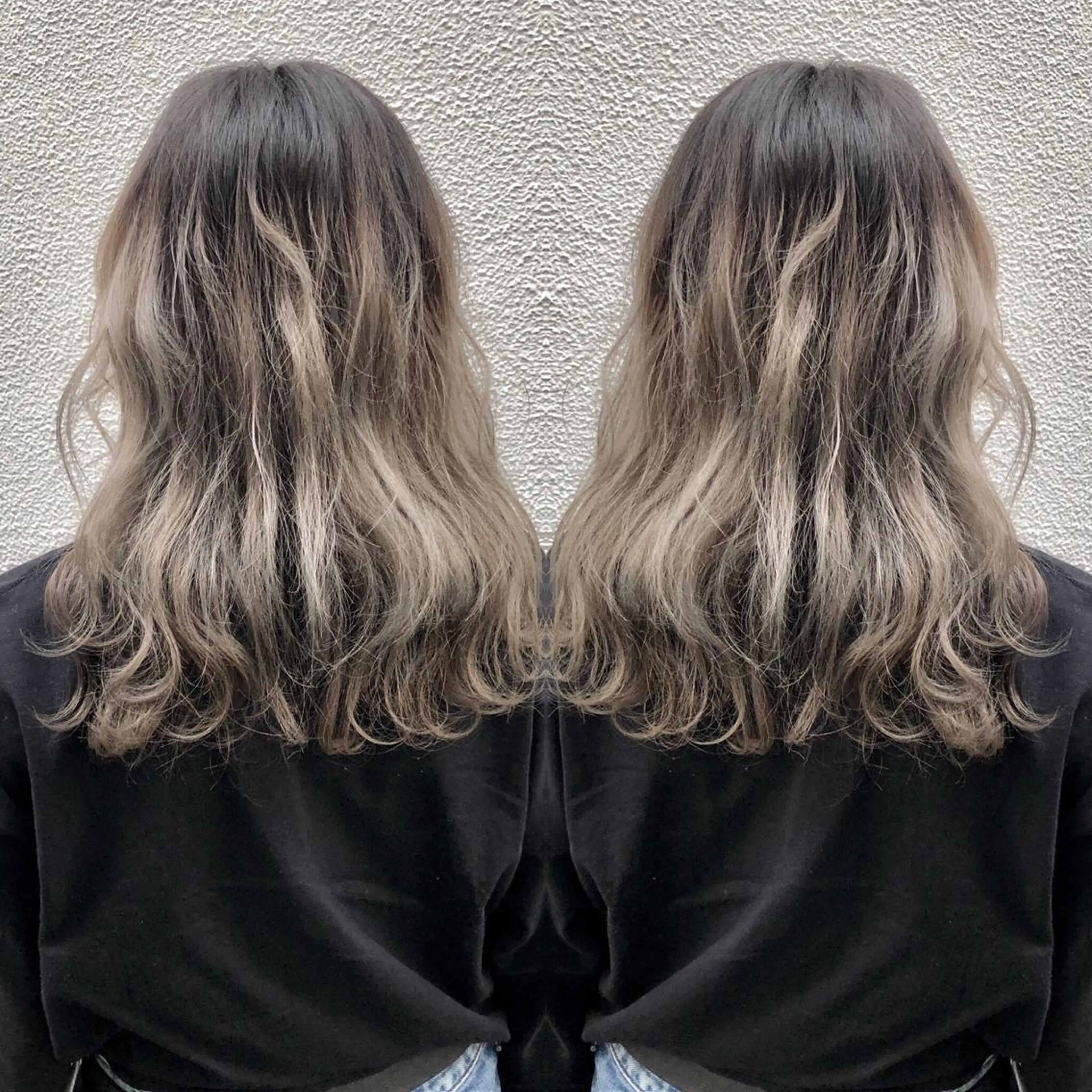 セミロング カラー ブロンド M IIのヘアスタイル