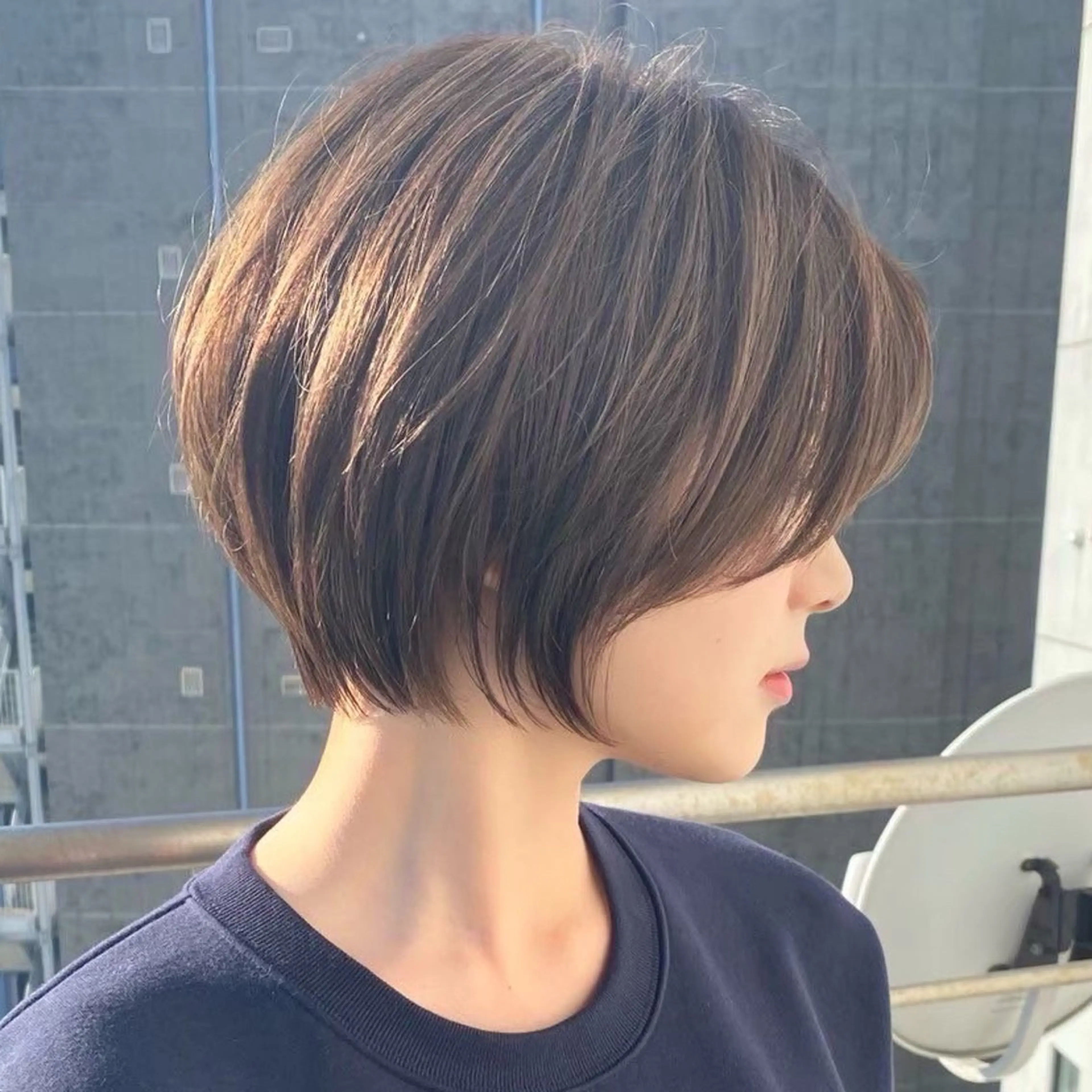 前髪顔まわりカット+カラー+髪質改善超音波トリートメントの写真