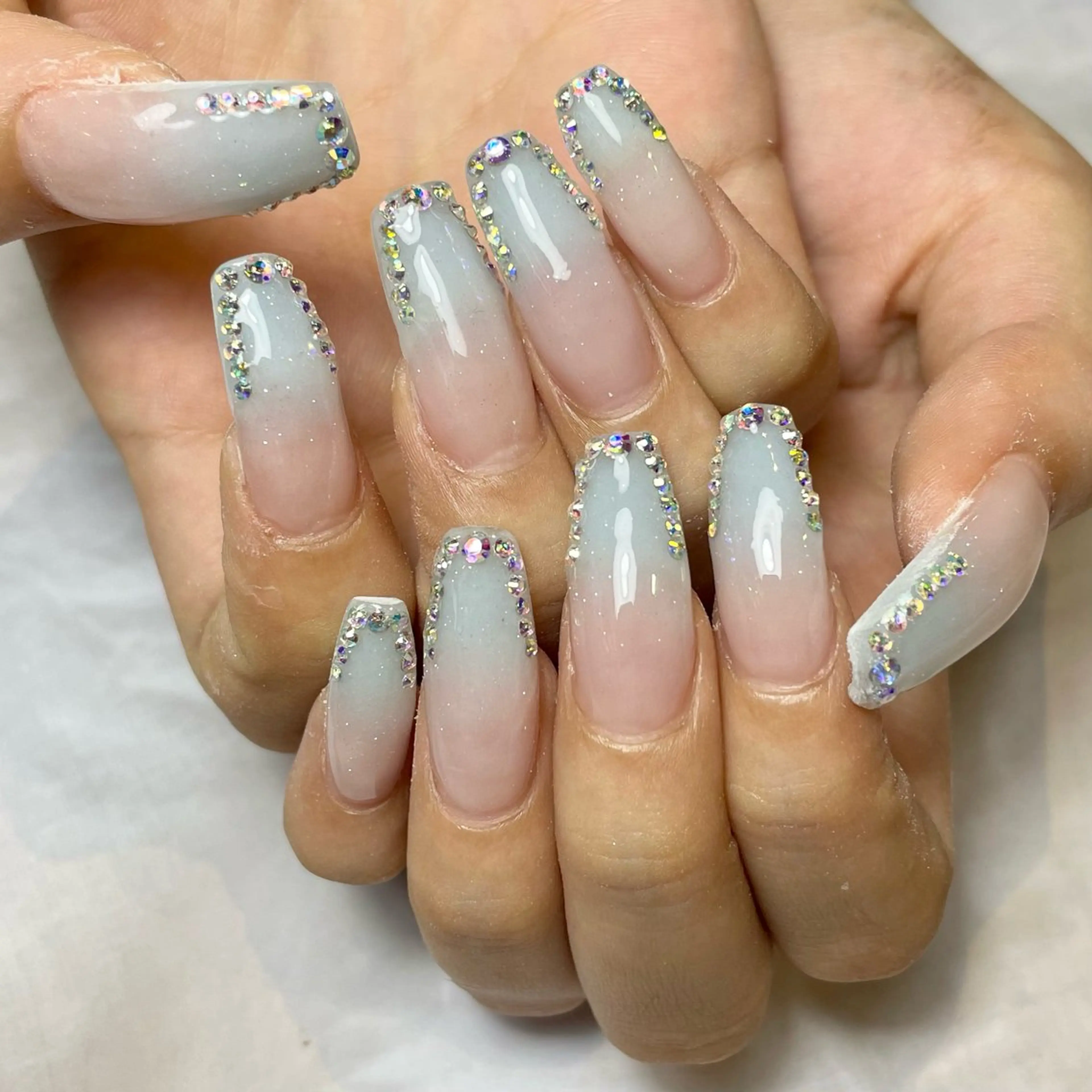 ネイル ブルー グラデーション 持ち込み スカルプネイル ハンドネイル Reflection marikoのネイルデザイン