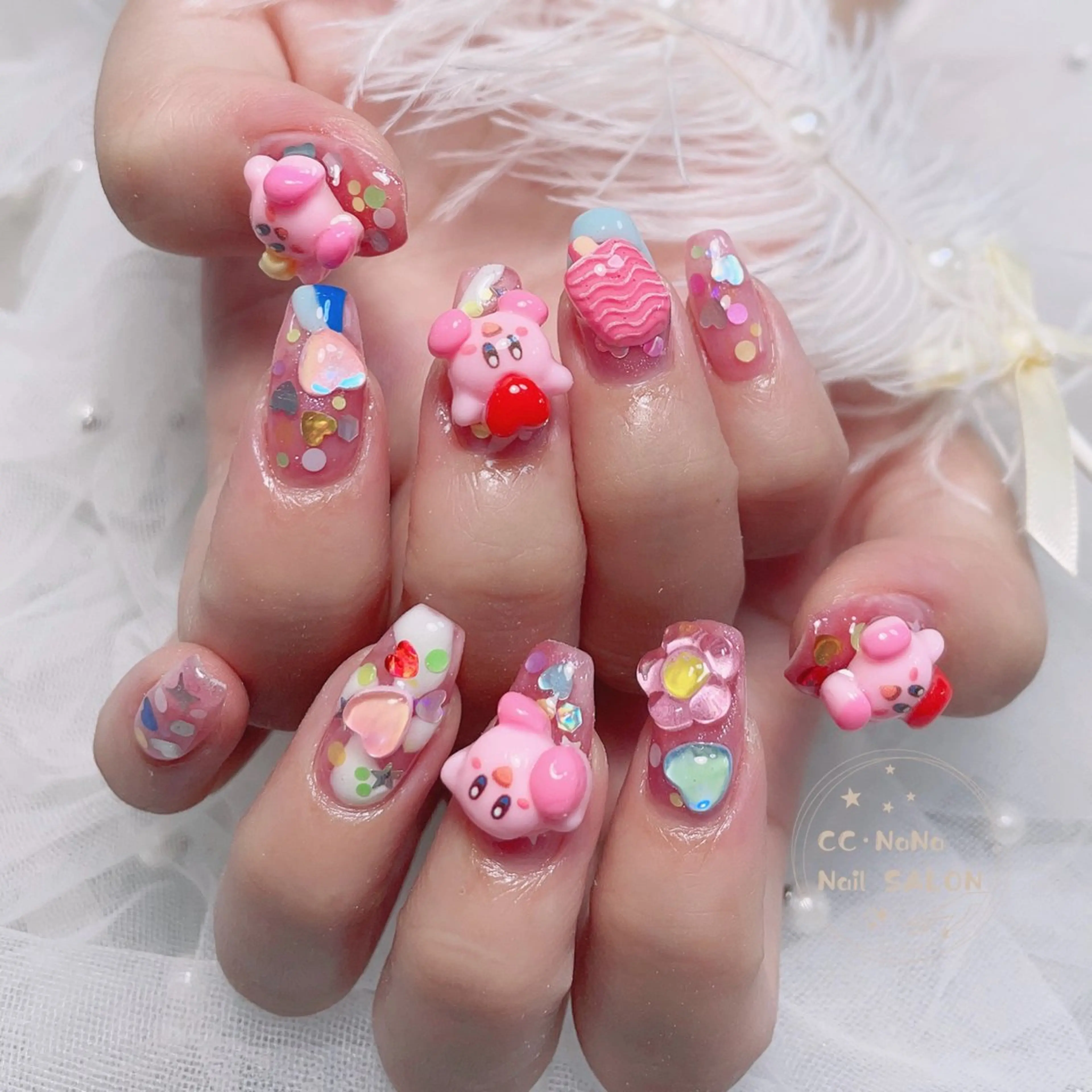 ネイル チークネイル フラッシュネイル ハート キラキラネイル 韓国ネイル ハンドネイル 💎CC・NaNa 韓国風ネイル🌙Cのネイルデザイン