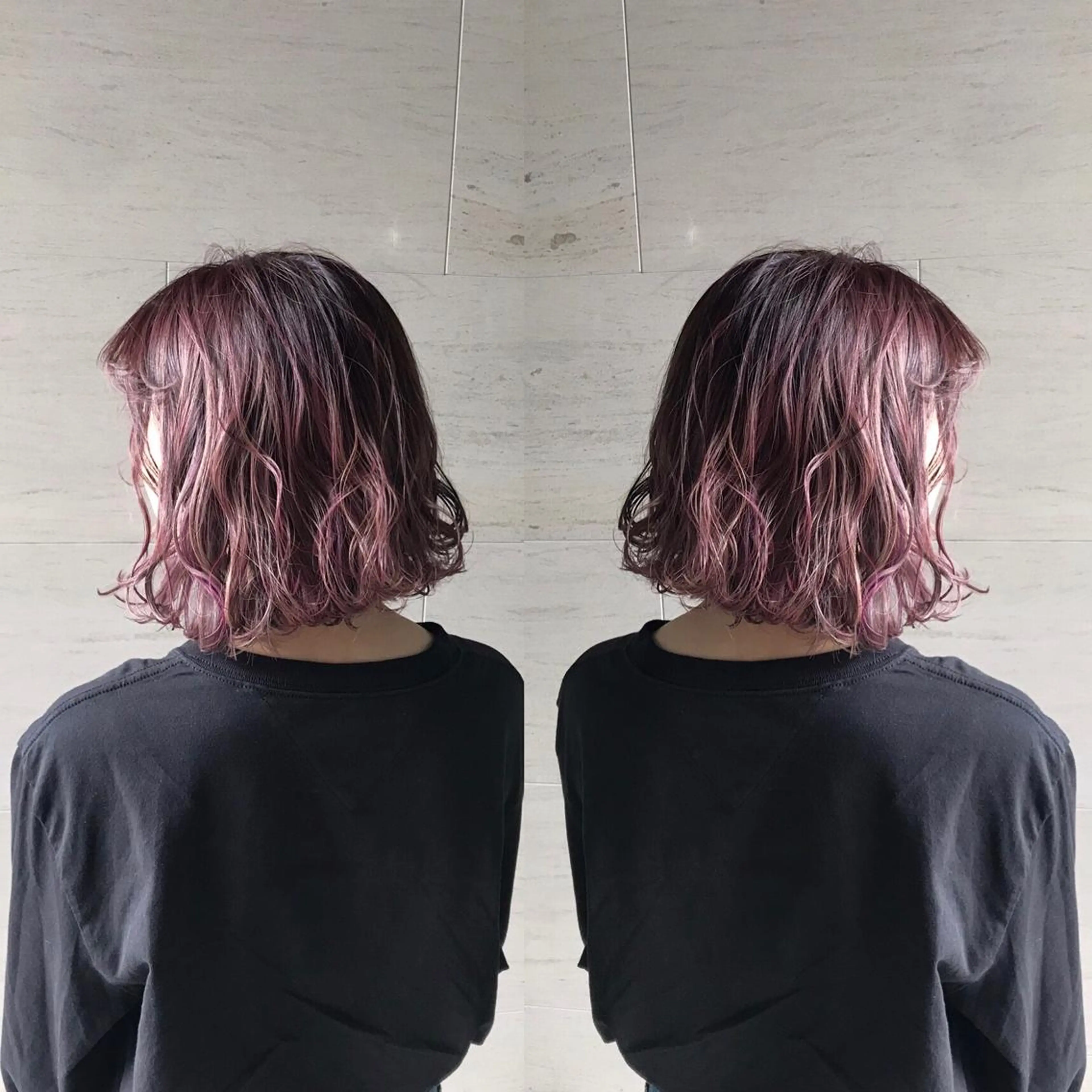 ショート カラー ベージュカラー ハイライトカラー ピンクカラー ピンクベージュ ハイライト 髪質改善特化サロン ICONIQ天神店のヘアスタイル