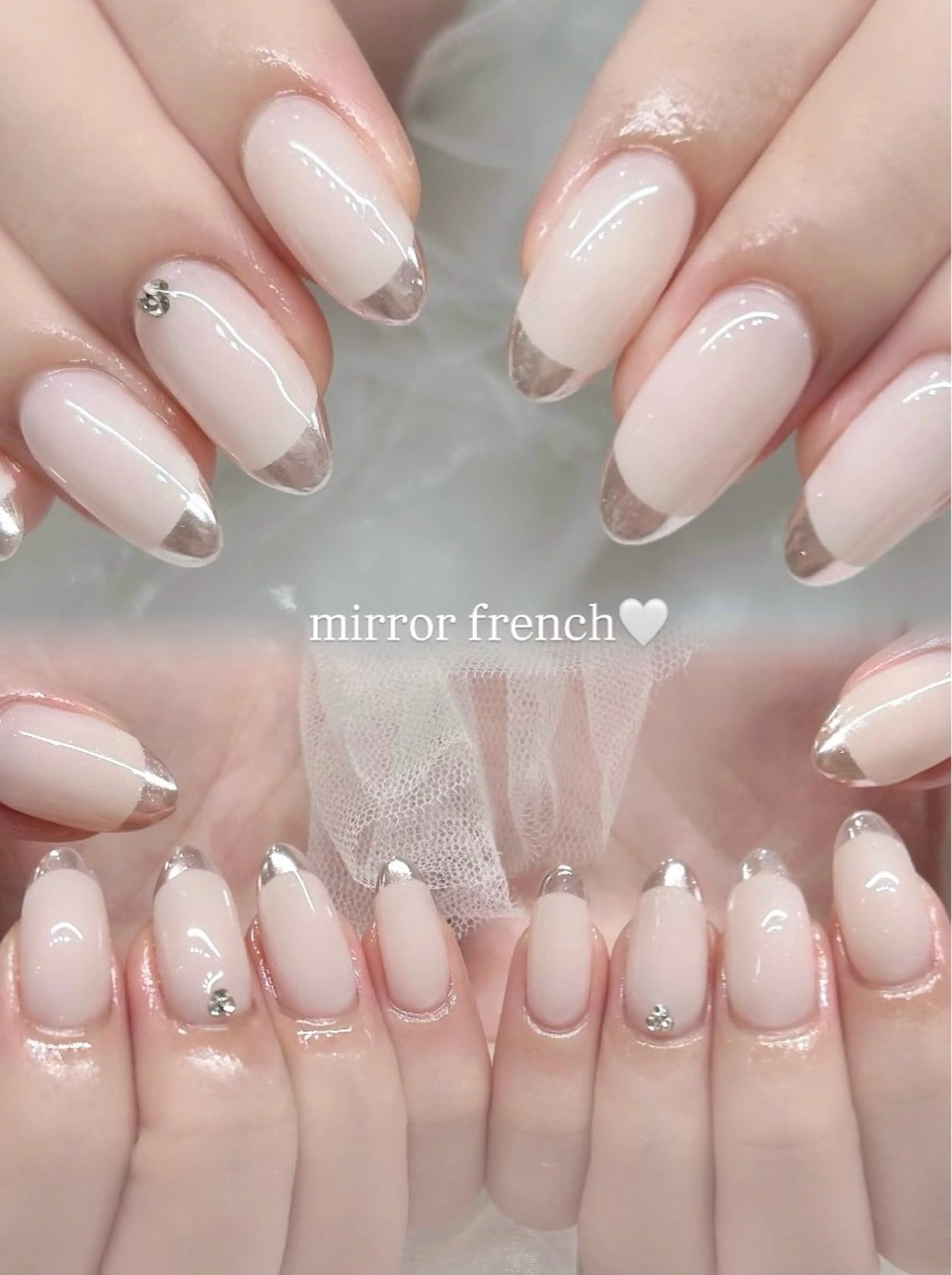 ネイル フレンチネイル ジェルネイル ミラーネイル ワンカラーネイル パラジェル ハンドネイル 🎀チーク/ちゅるん 🫧chisa🎀のネイルデザイン