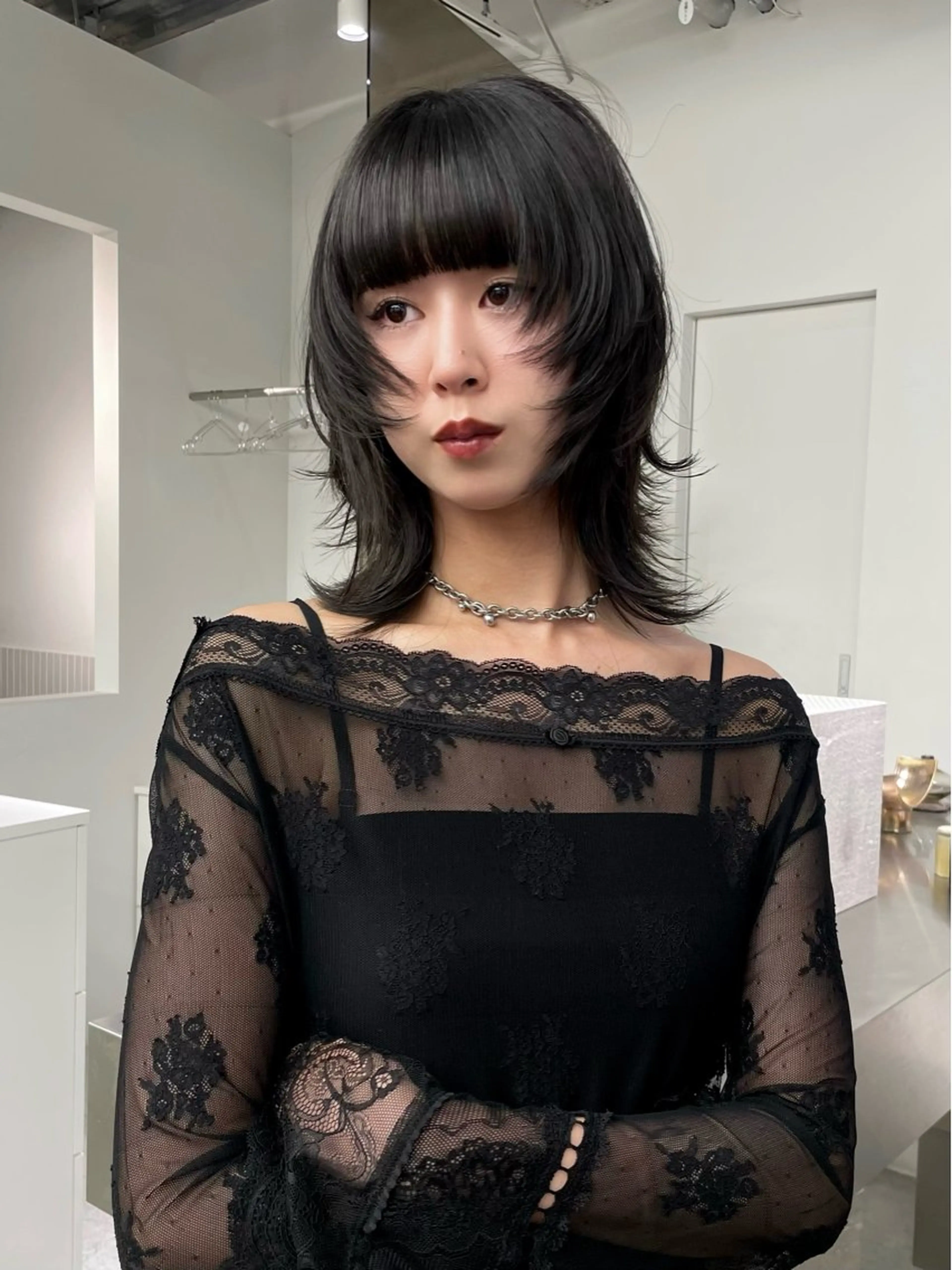 ミディアム レイヤーカット stén所属・HARUKA/原宿 ハイトーン/レイヤーのヘアスタイル