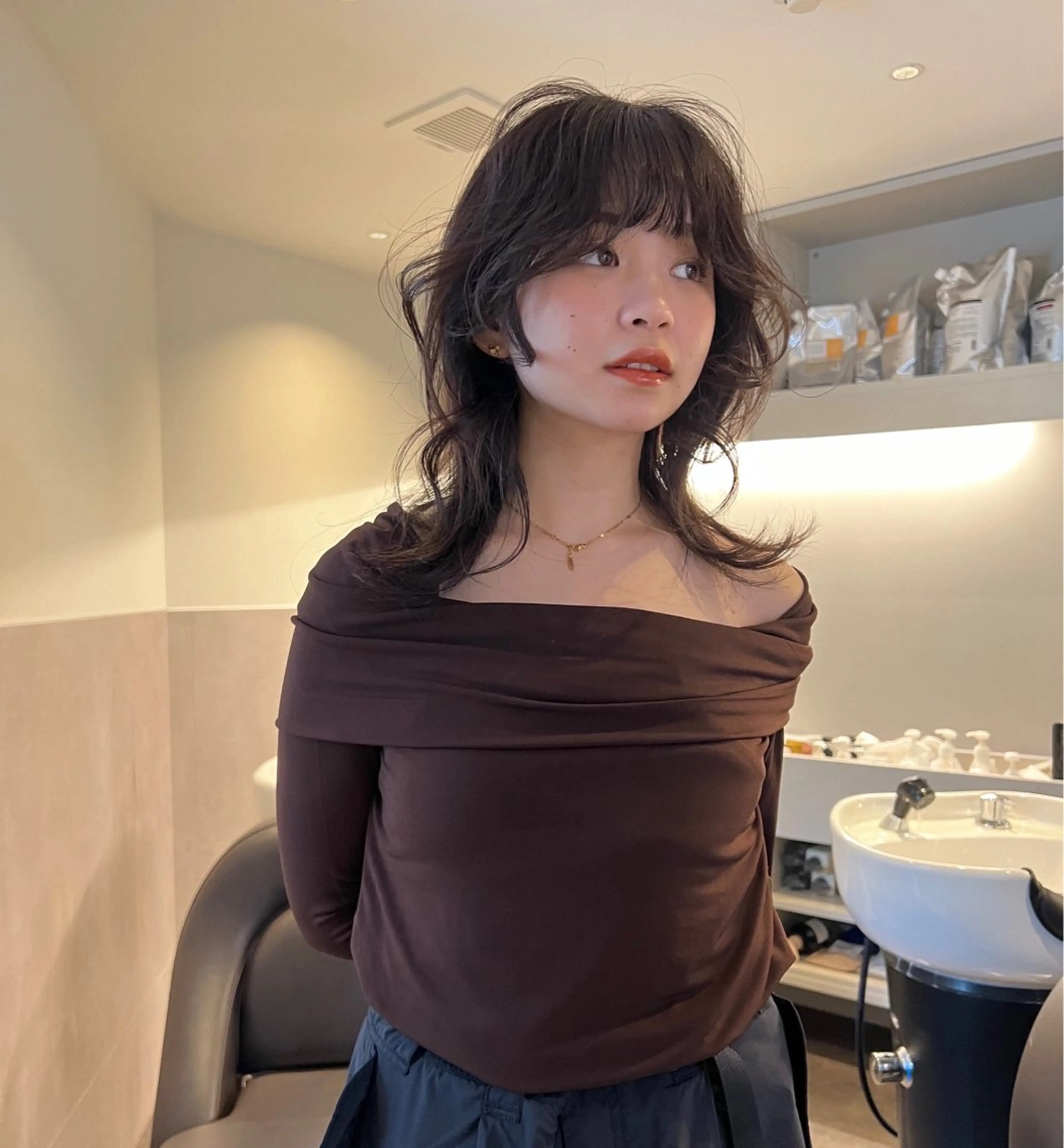 ミディアム カラー カット ヘアカラー MARU レイヤー/パーマのヘアスタイル