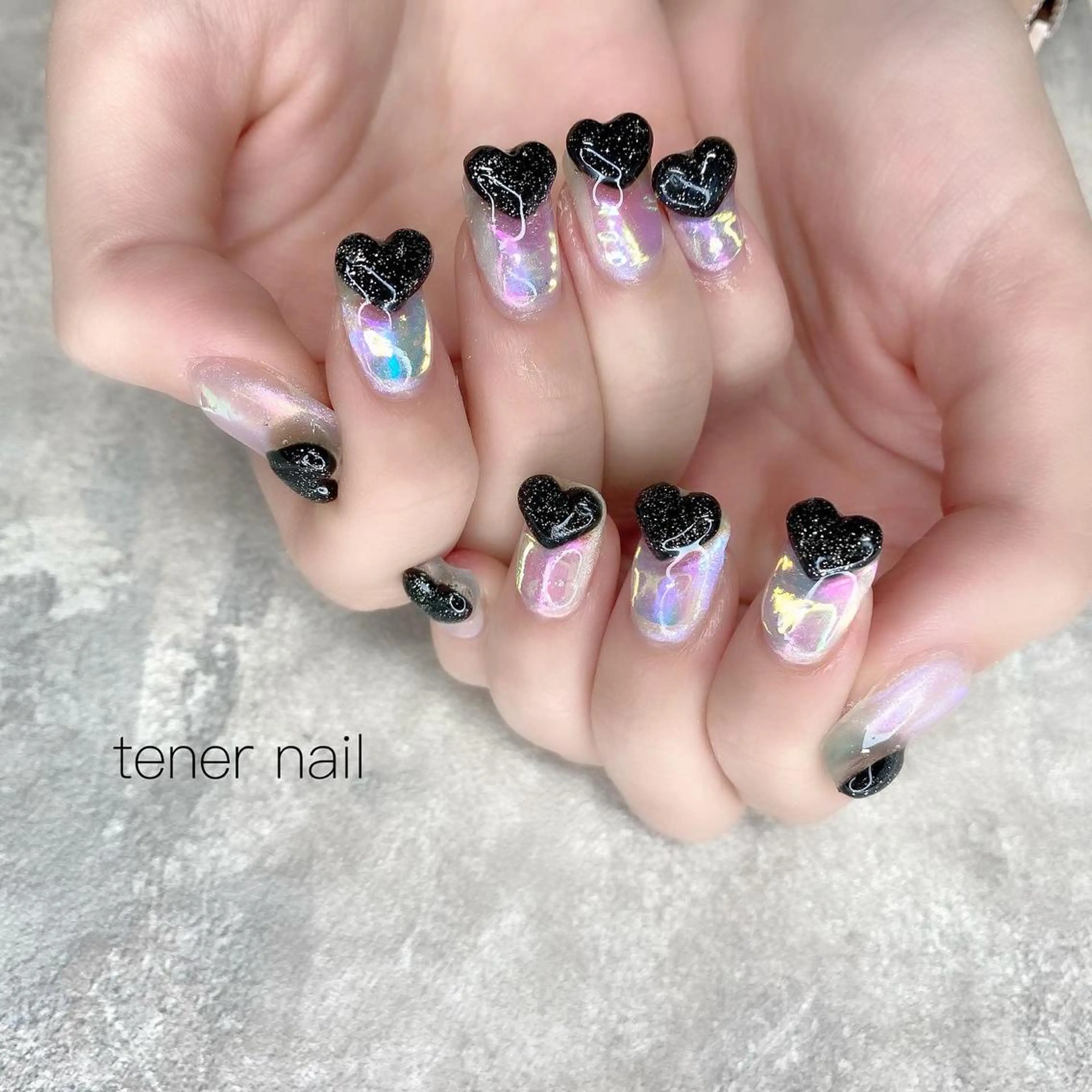 ネイル ハート 氷ネイル・うるうるネイル tener  nail  テネルネイル所属・テネルネイル tener nailのネイルデザイン