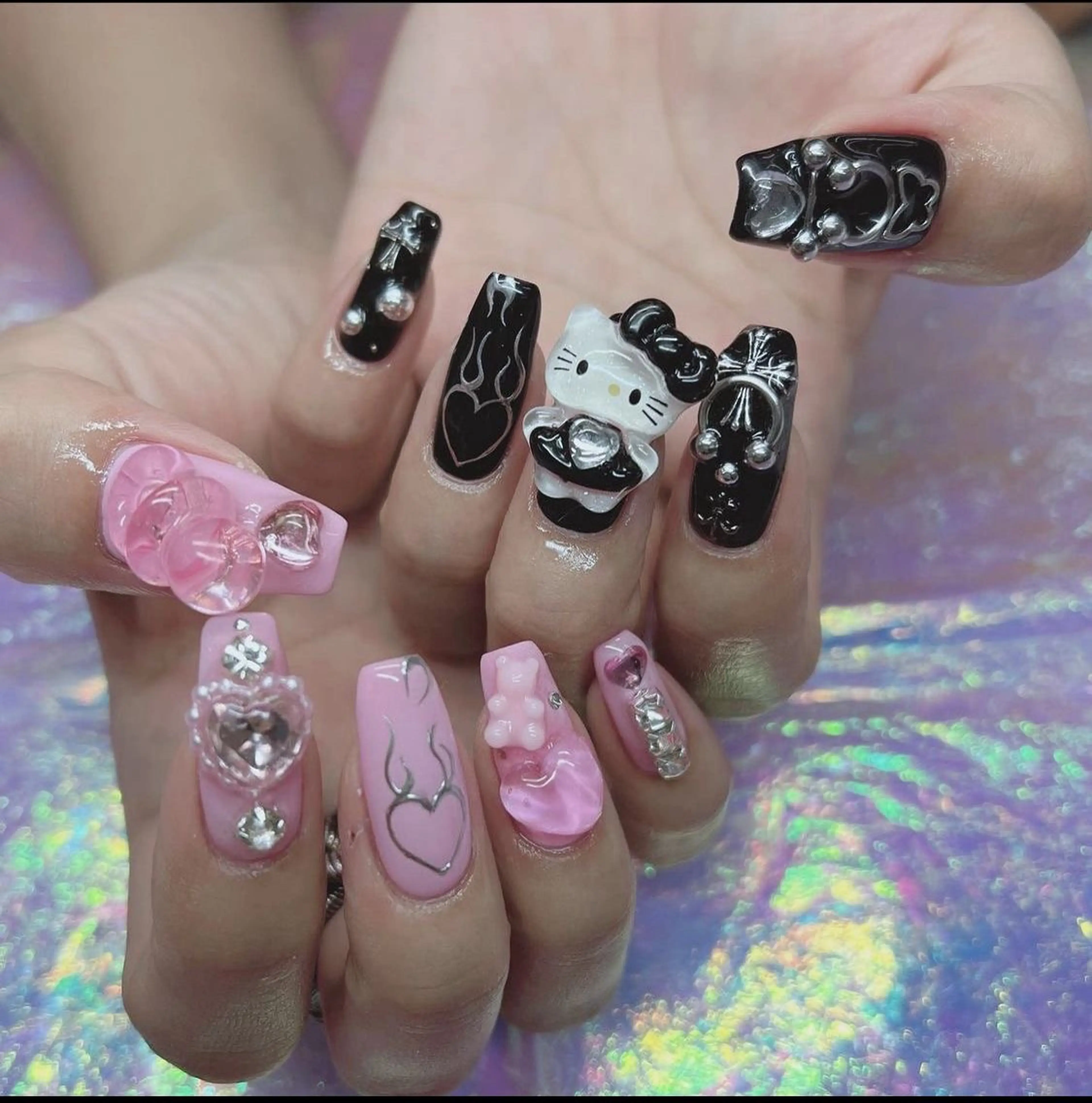 ネイル フレンチネイル ガラスフレンチ グラデーション マグネットネイル ミラーネイル Lee Nailsのネイルデザイン