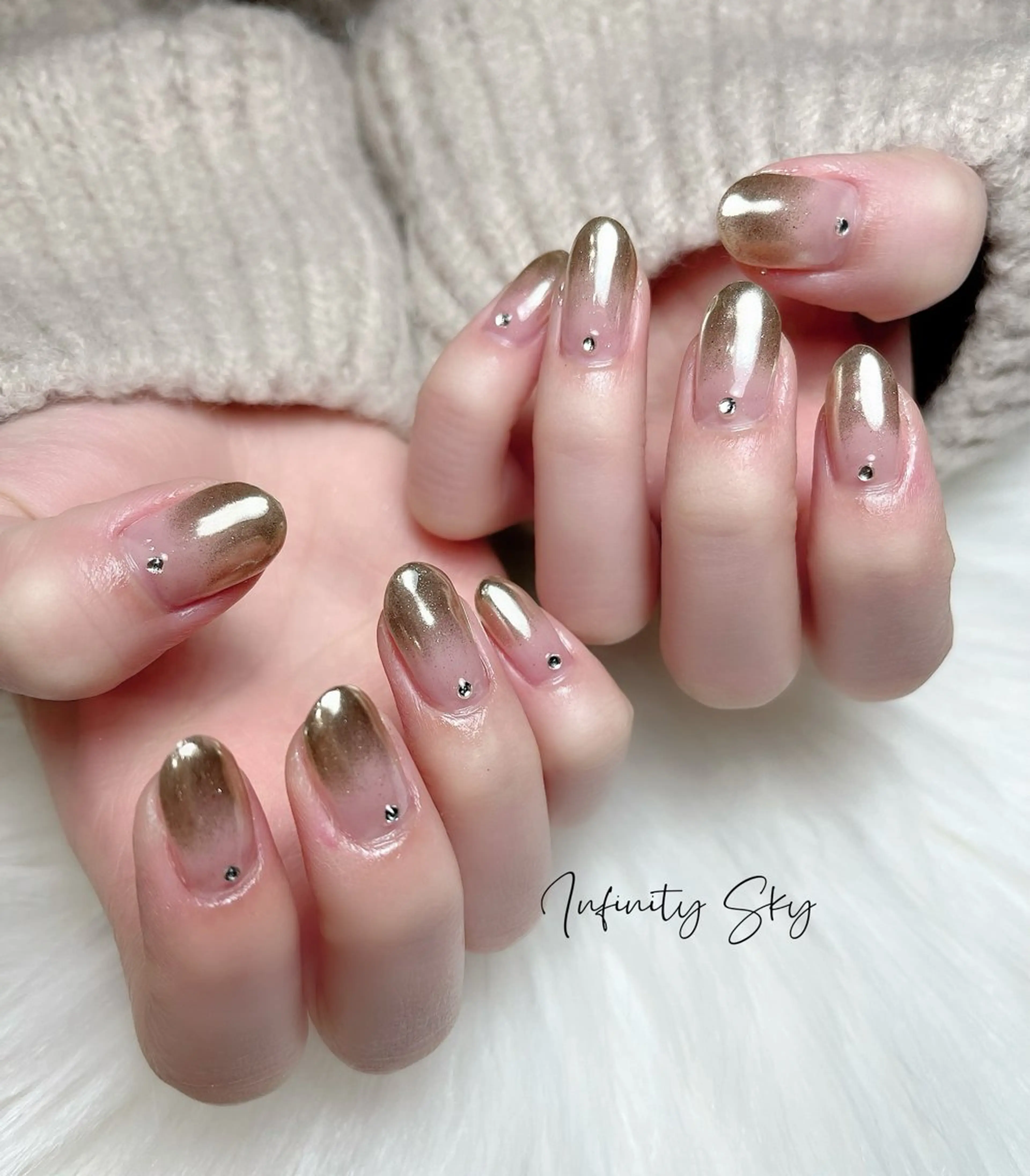 ネイル ミラーネイル ブライダルネイル infinity skyのネイルデザイン