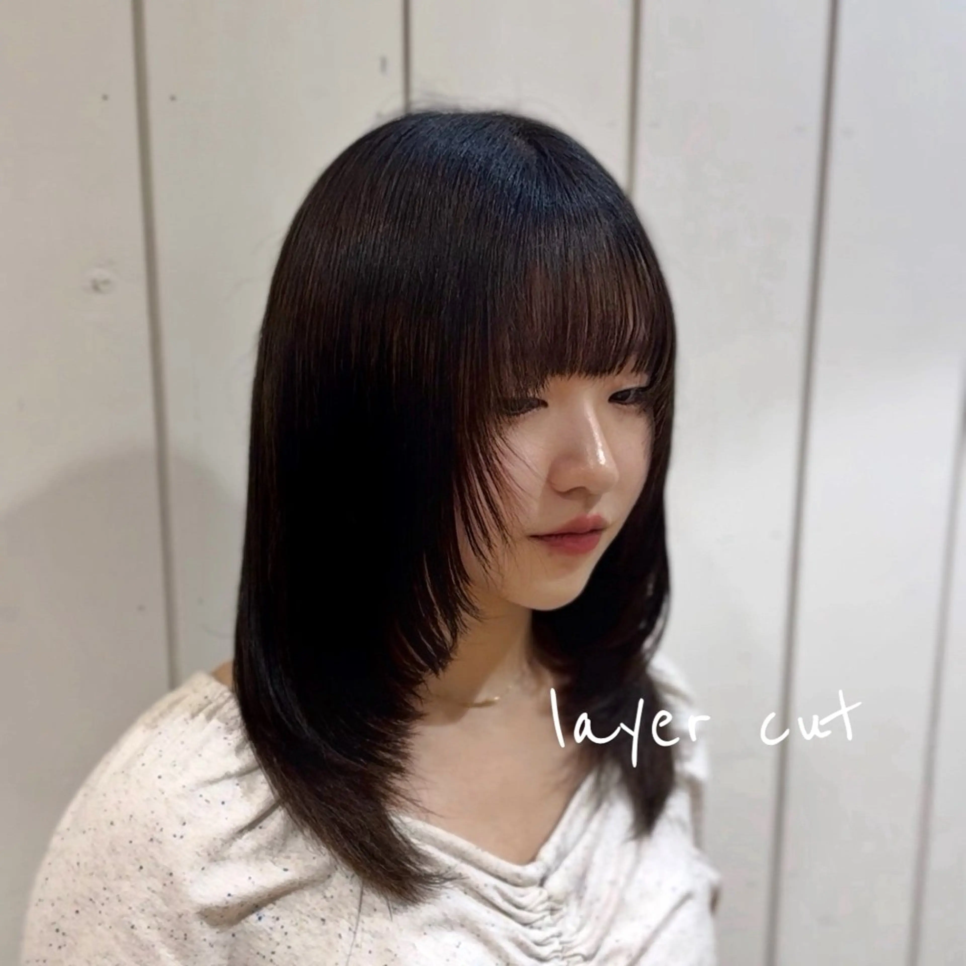 ミディアム レイヤーカット ボブカット/ むなかたももか🐾のヘアスタイル