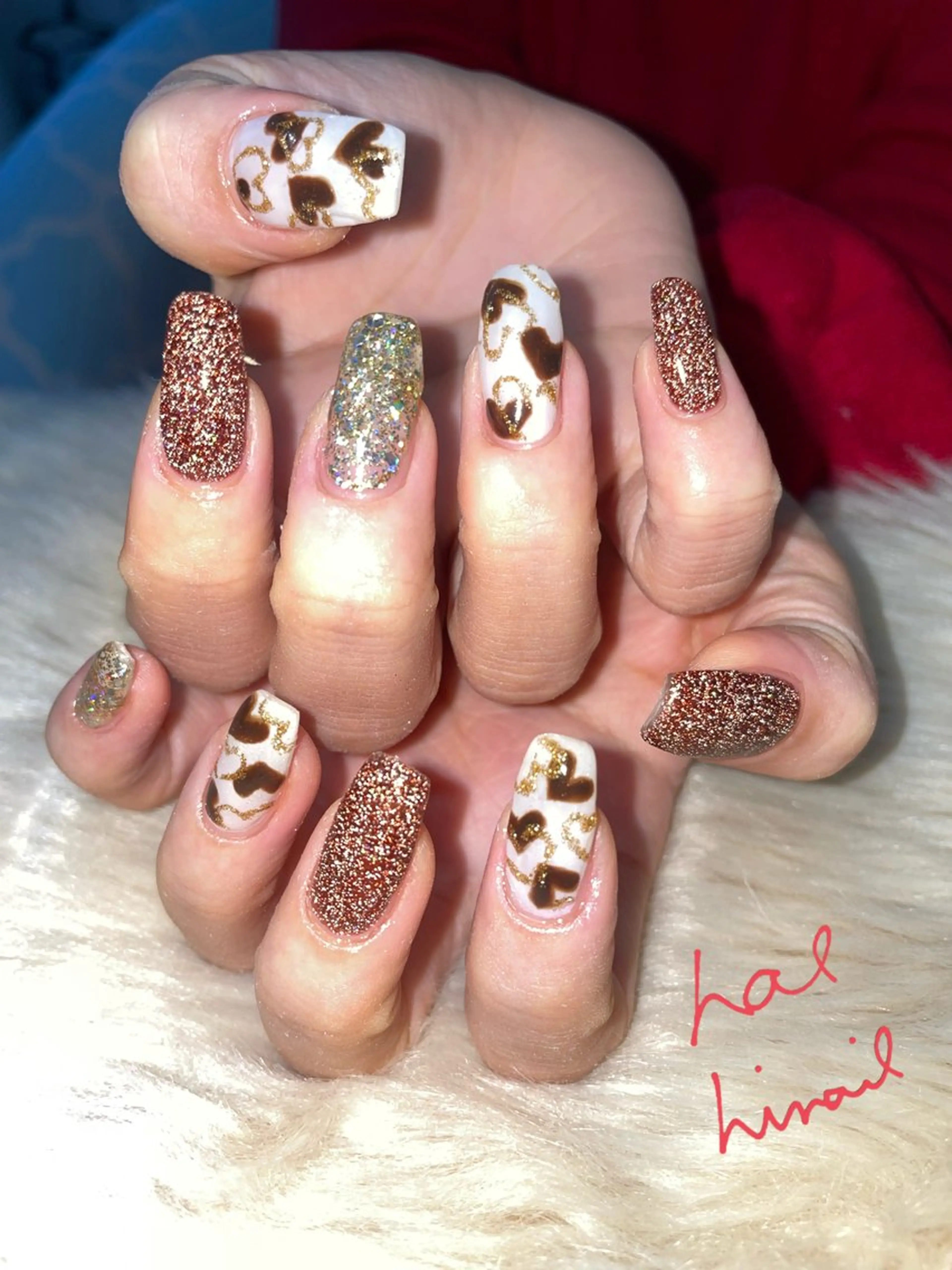 ネイル フラッシュネイル ハート バレンタイン はるひな ねいるのネイルデザイン