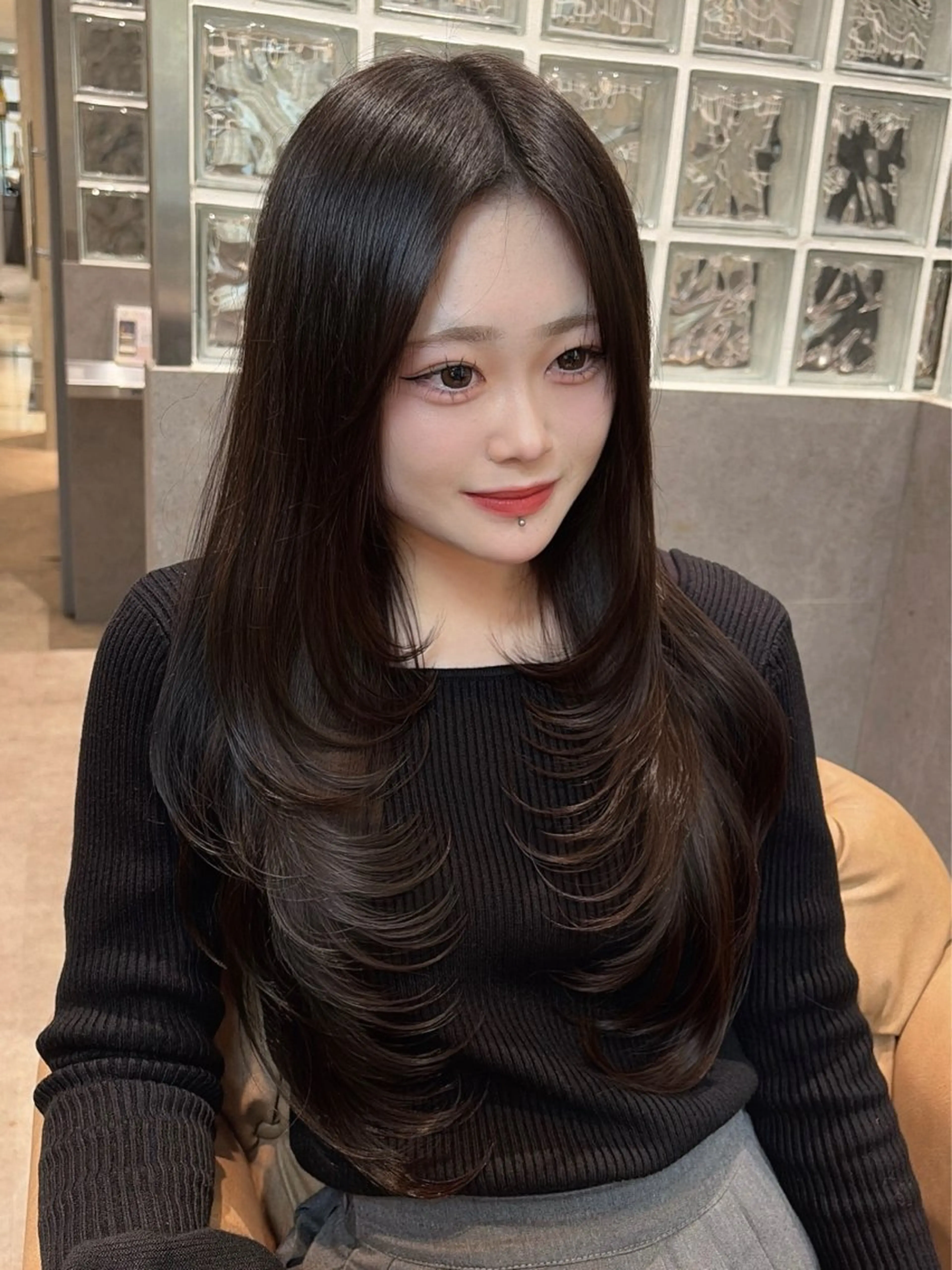 ロング レイヤーカット カット ヘアカラー 🥇KEN /レイヤー/艶カラーのヘアスタイル