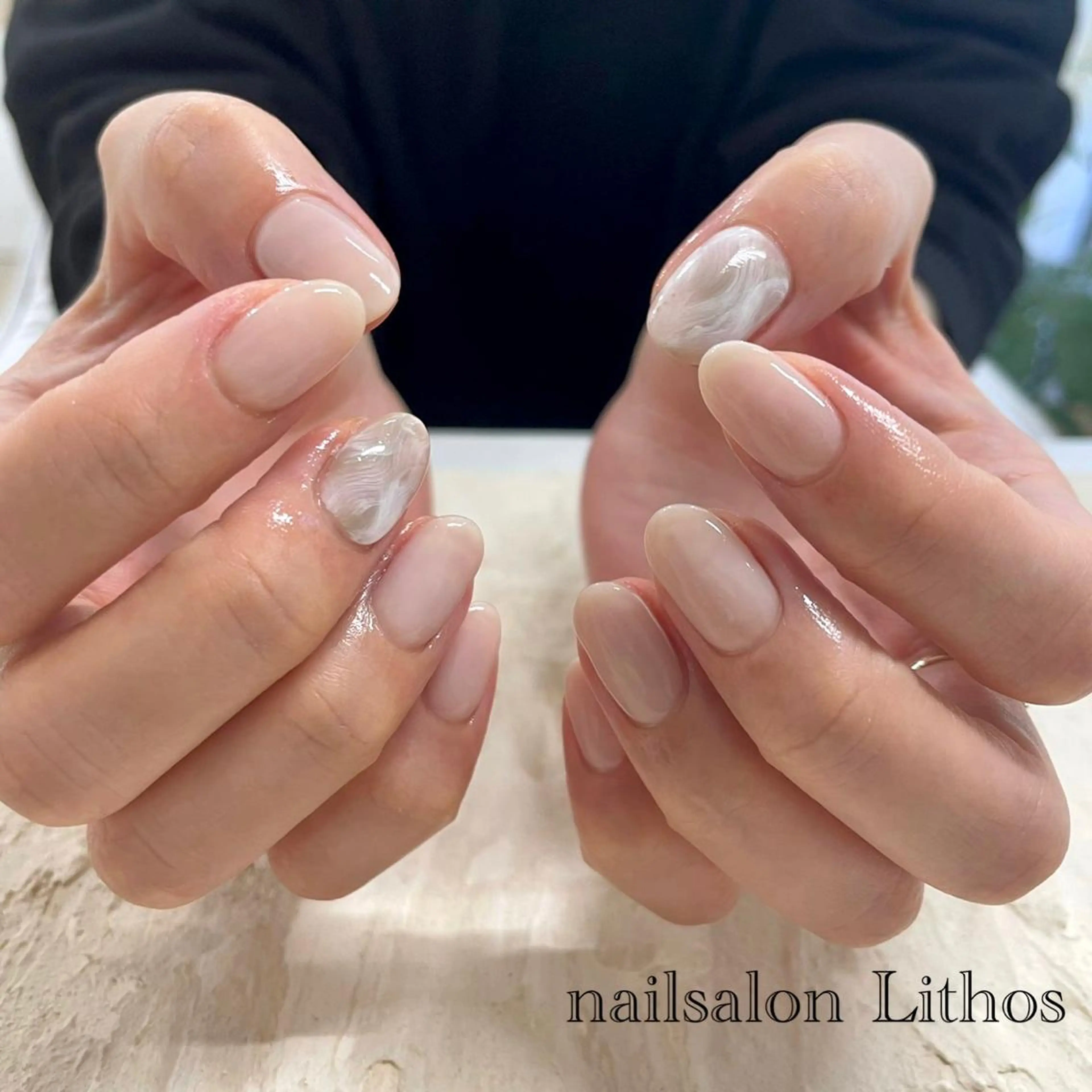ネイル ピンク ピンクベージュ ハンドネイル nailsalon Lithos所属・nailsalon Recontreのネイルデザイン