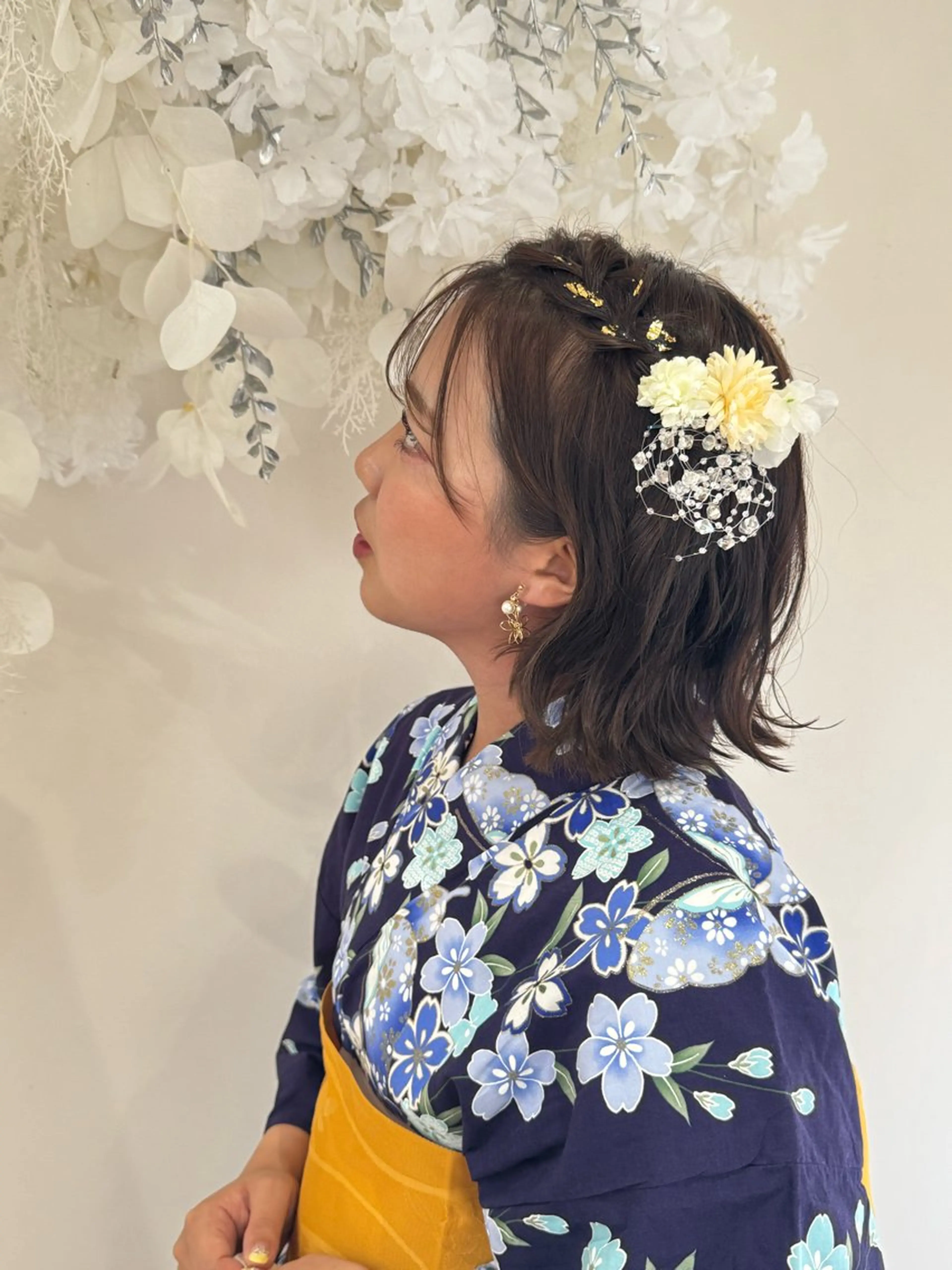 ショート ヘアアレンジ ショートヘア 着付け Hairmake Floraのヘアスタイル