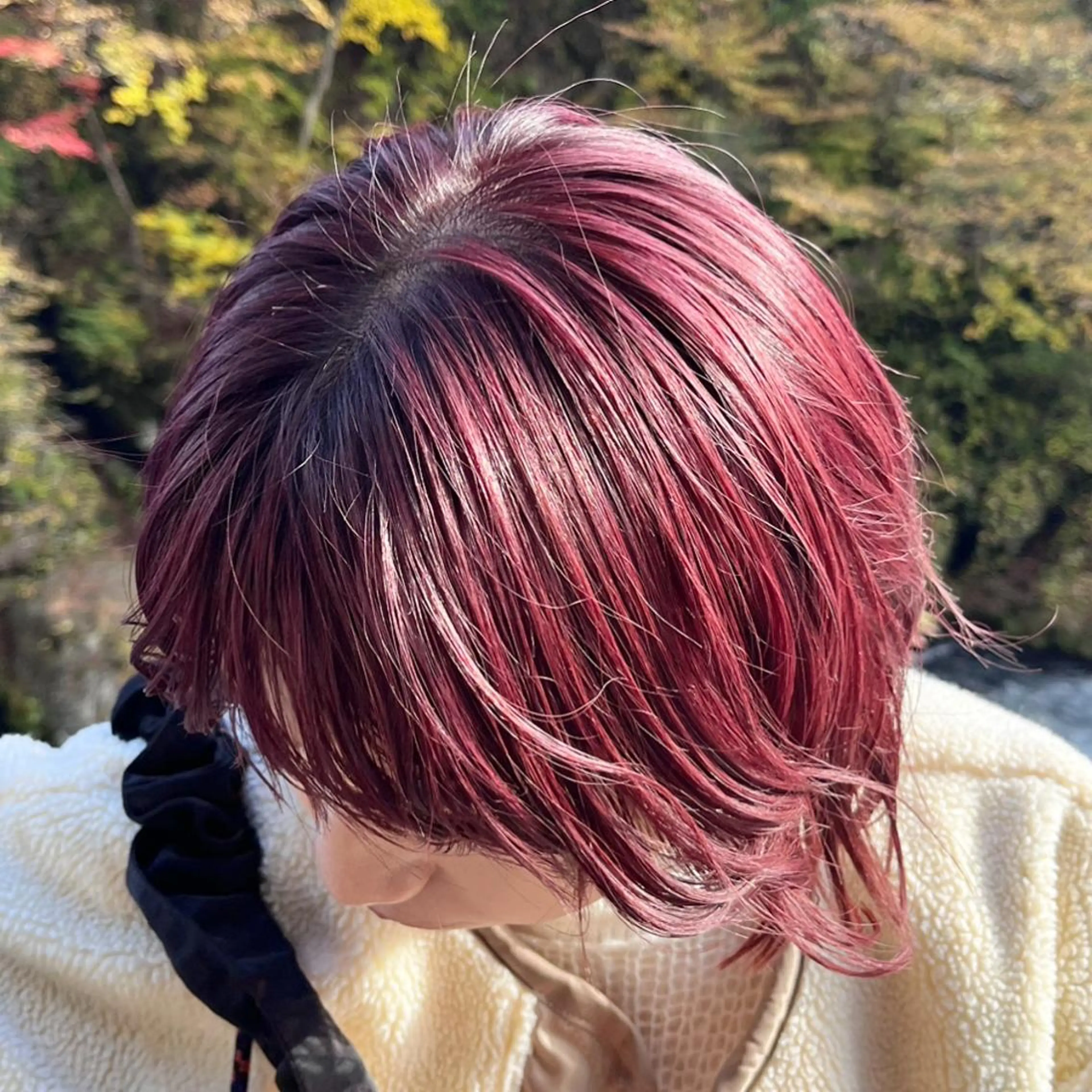 ショート カラー パーマ ヘアアレンジ ブリーチ ピンクカラー トリートメント ボブ/レイヤー/ニュ アンスパーマ/小夏のヘアスタイル