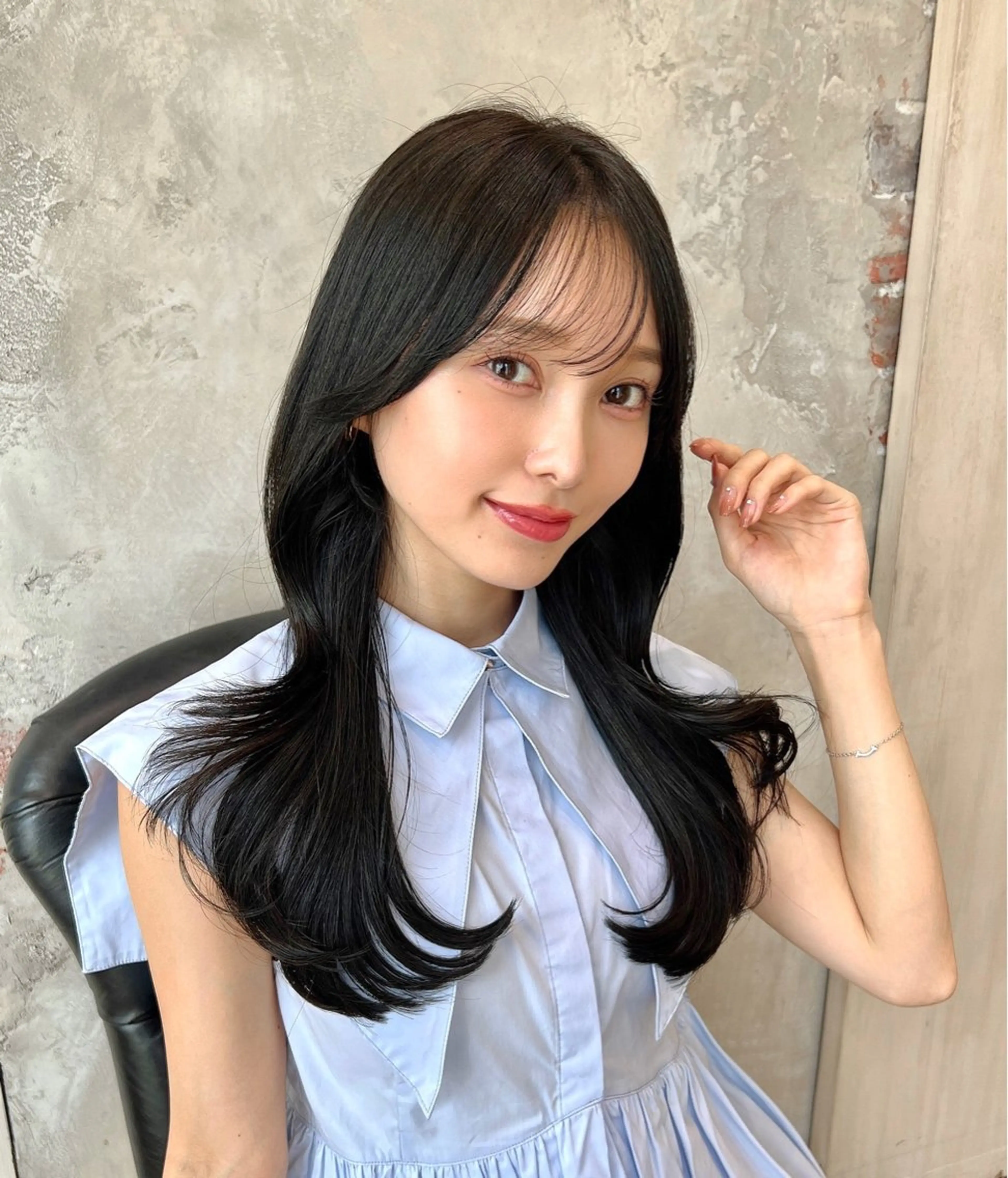 ロング くびれヘア 顔周りカット レイヤーカット ロング シースルーバング 🧡くびれヘア/前髪 顔周り🧡久原結衣のヘアスタイル