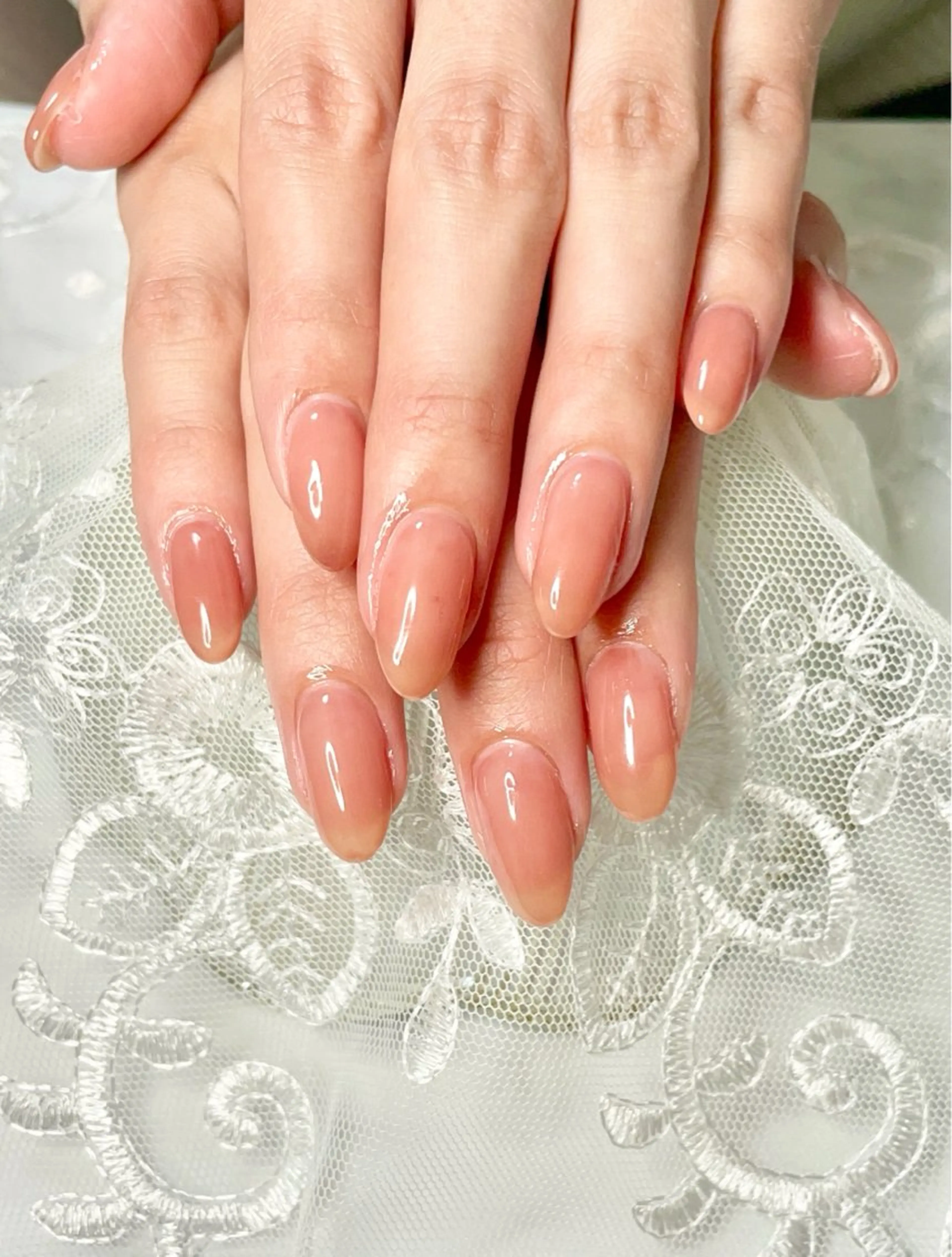 ネイル 氷ネイル・うるうるネイル ピンク ピンクベージュ ハンドネイル Nail Salon Repos【ルポ】のネイルデザイン