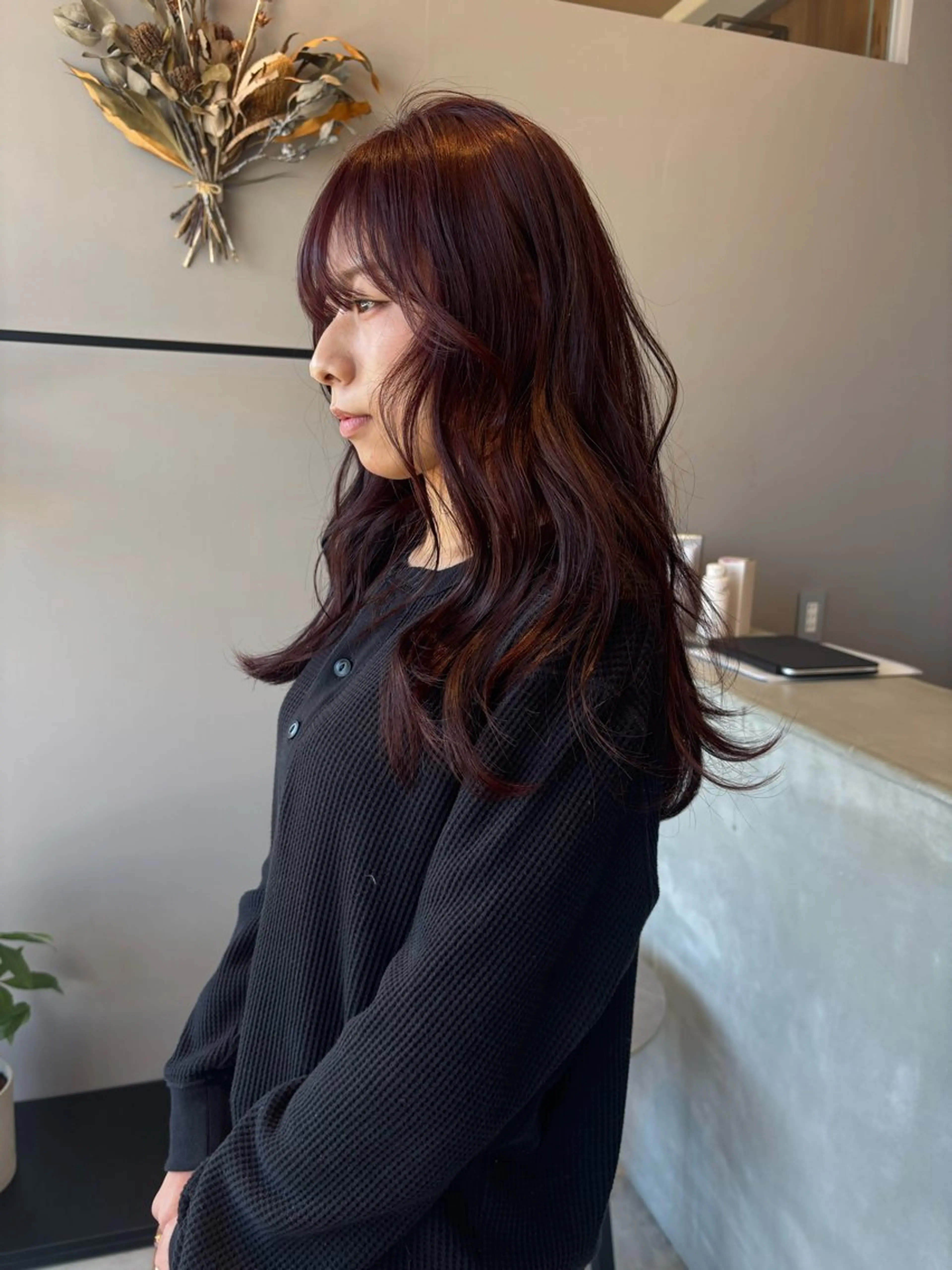 ロング カラー ブリーチ ダブルカラー ブリーチなしカラー レッドカラー niil所属・miyu /niilのヘアスタイル