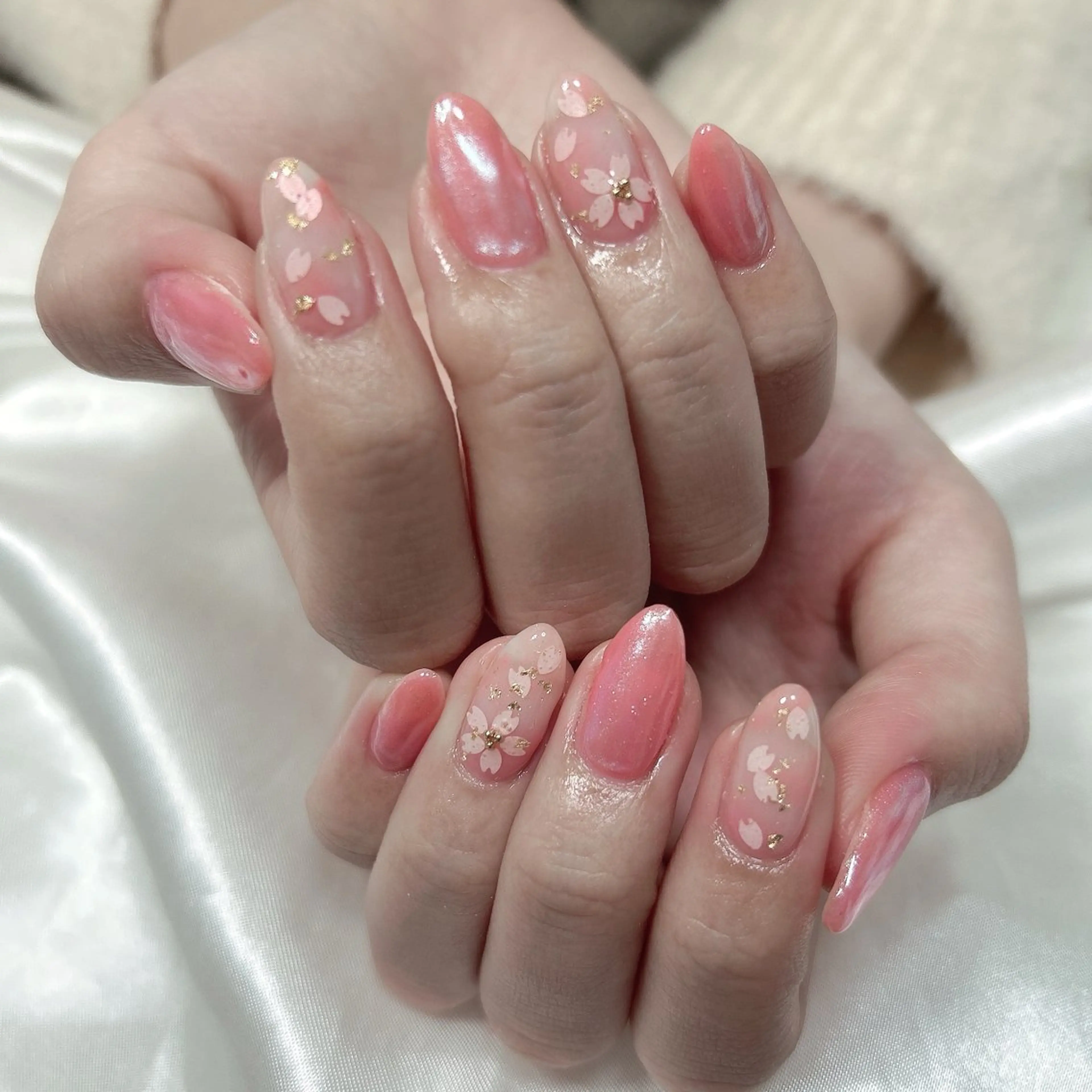 ネイル 桜ネイル 持ち込み オフィスネイル 春ネイル ハンドネイル フットネイル Adite nailのネイルデザイン