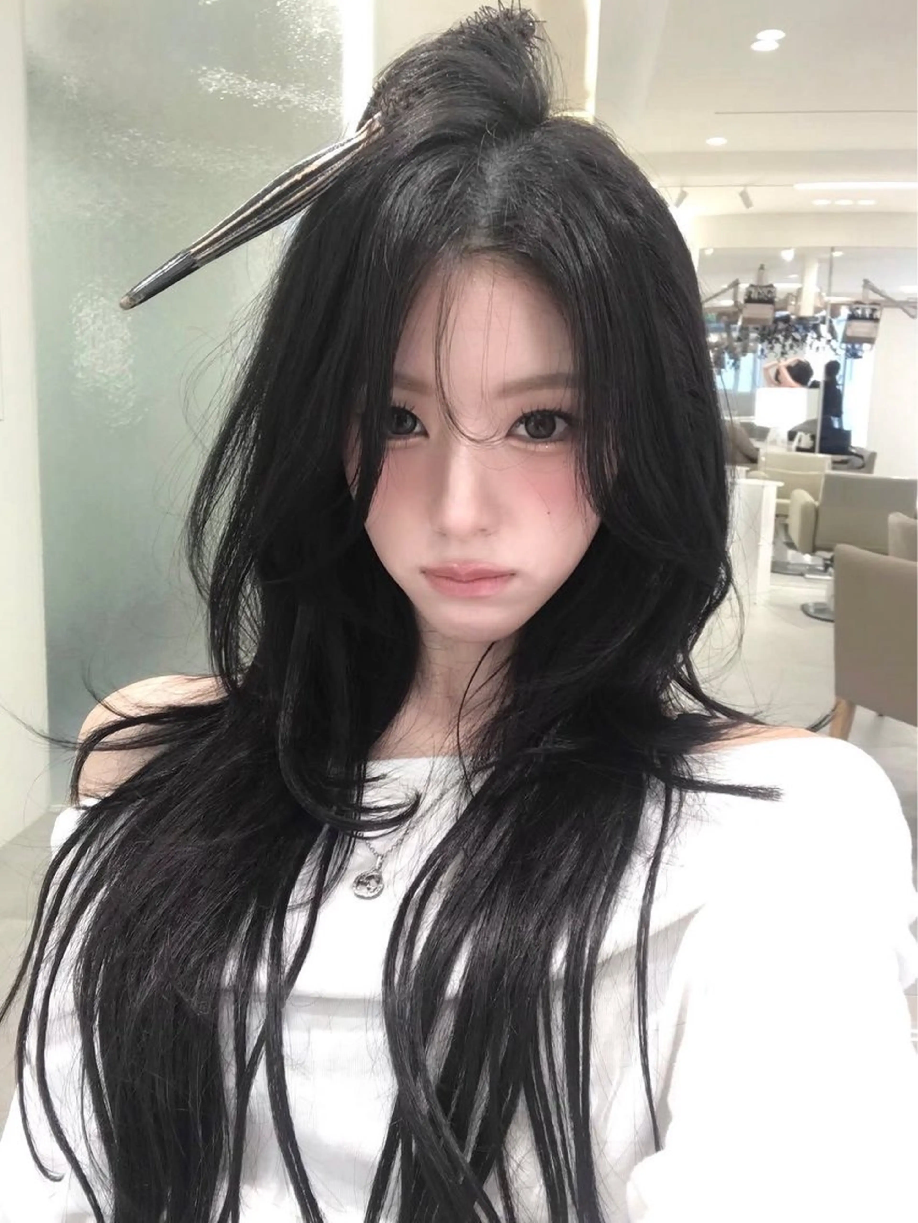 ロング カラー カット ヘアカラー 韓国風暗髪ヘア🤍 🫧MIREIのヘアスタイル