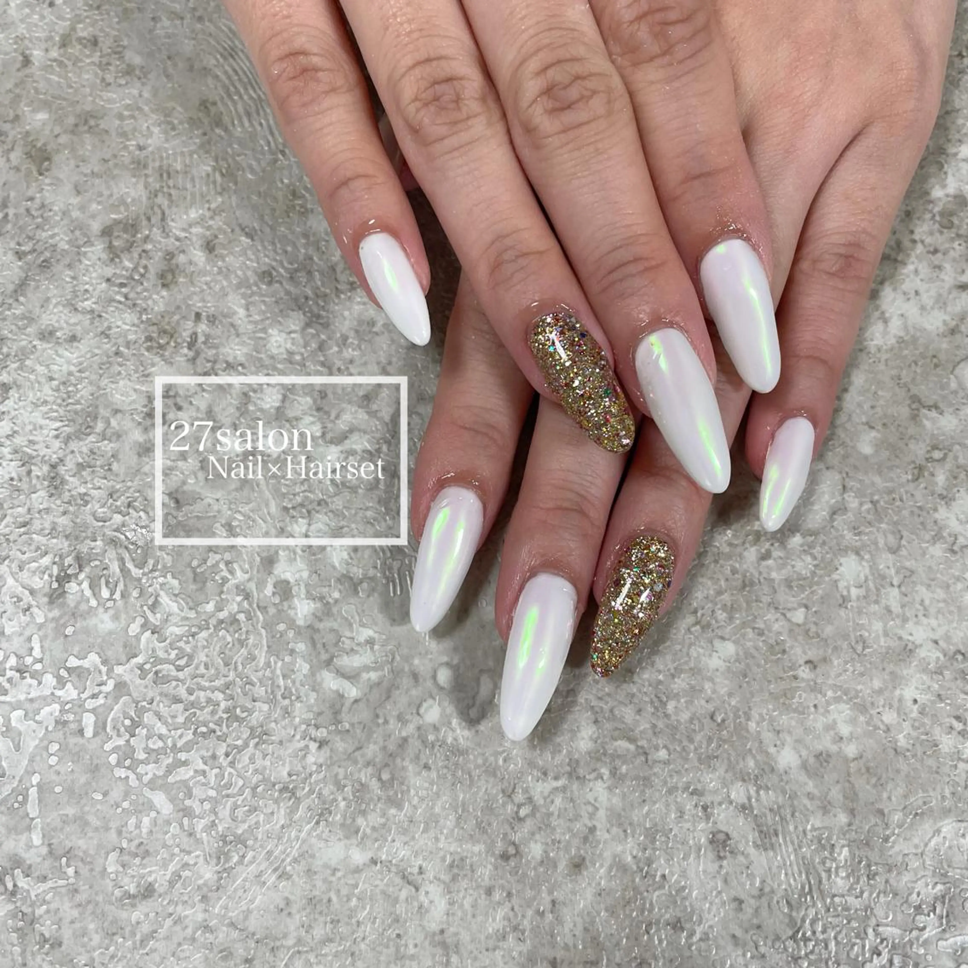 ネイル オーロラネイル ジェルネイル ラメ(グリッター) スカルプネイル 27salon yuinaのネイルデザイン