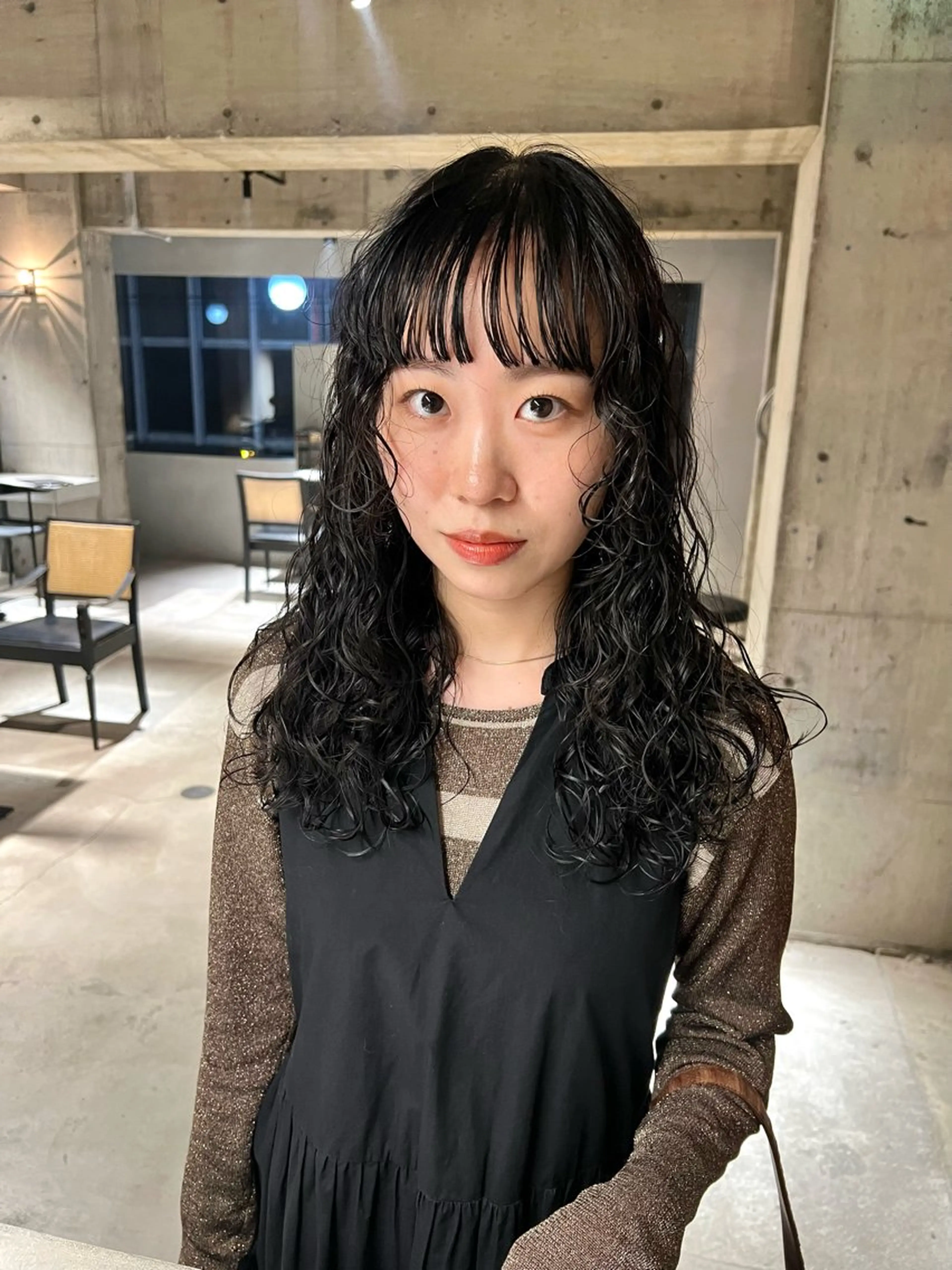 ロング パーマ カット パーマ トリートメント 宮川 日菜子のヘアスタイル