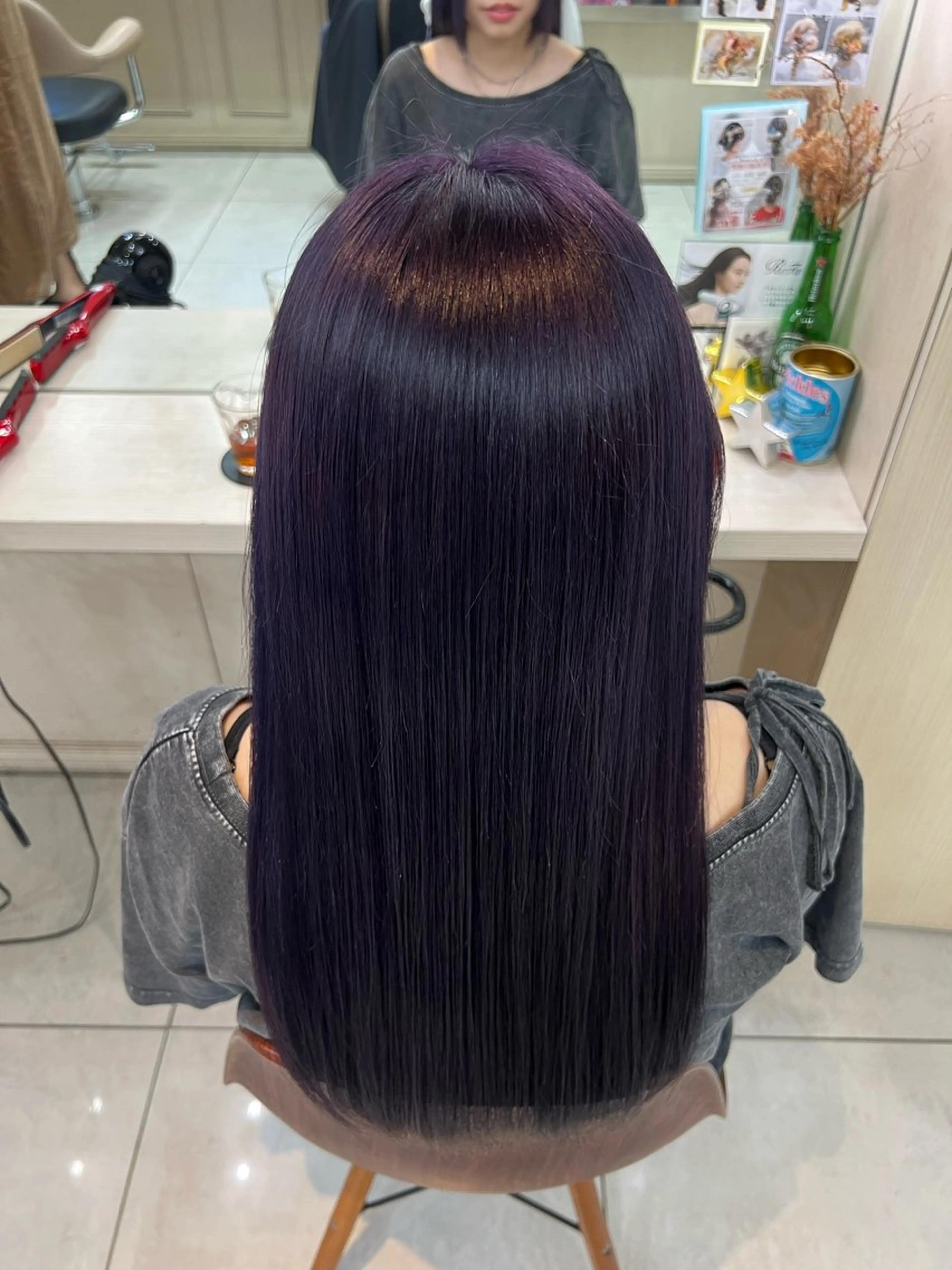 セミロング しゅり/韓国艶カラー 🩶🫧エクステ🎀のヘアスタイル