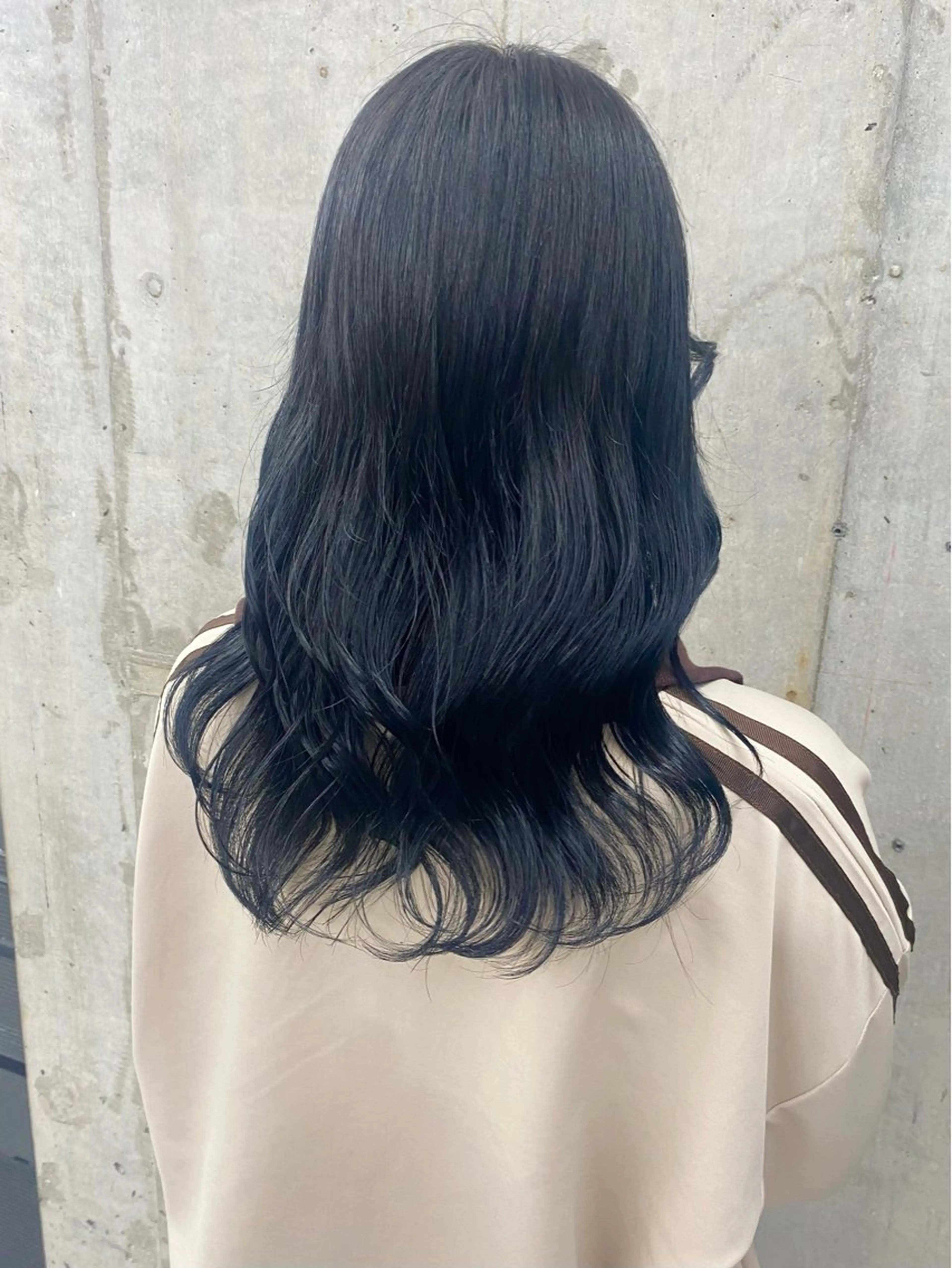 セミロング カラー ヘアアレンジ 黒髪 ブルーカラー ブルーブラック 透明感カラー 苗代萌/ぷるツヤ髪 🫧／レイヤーカットのヘアスタイル