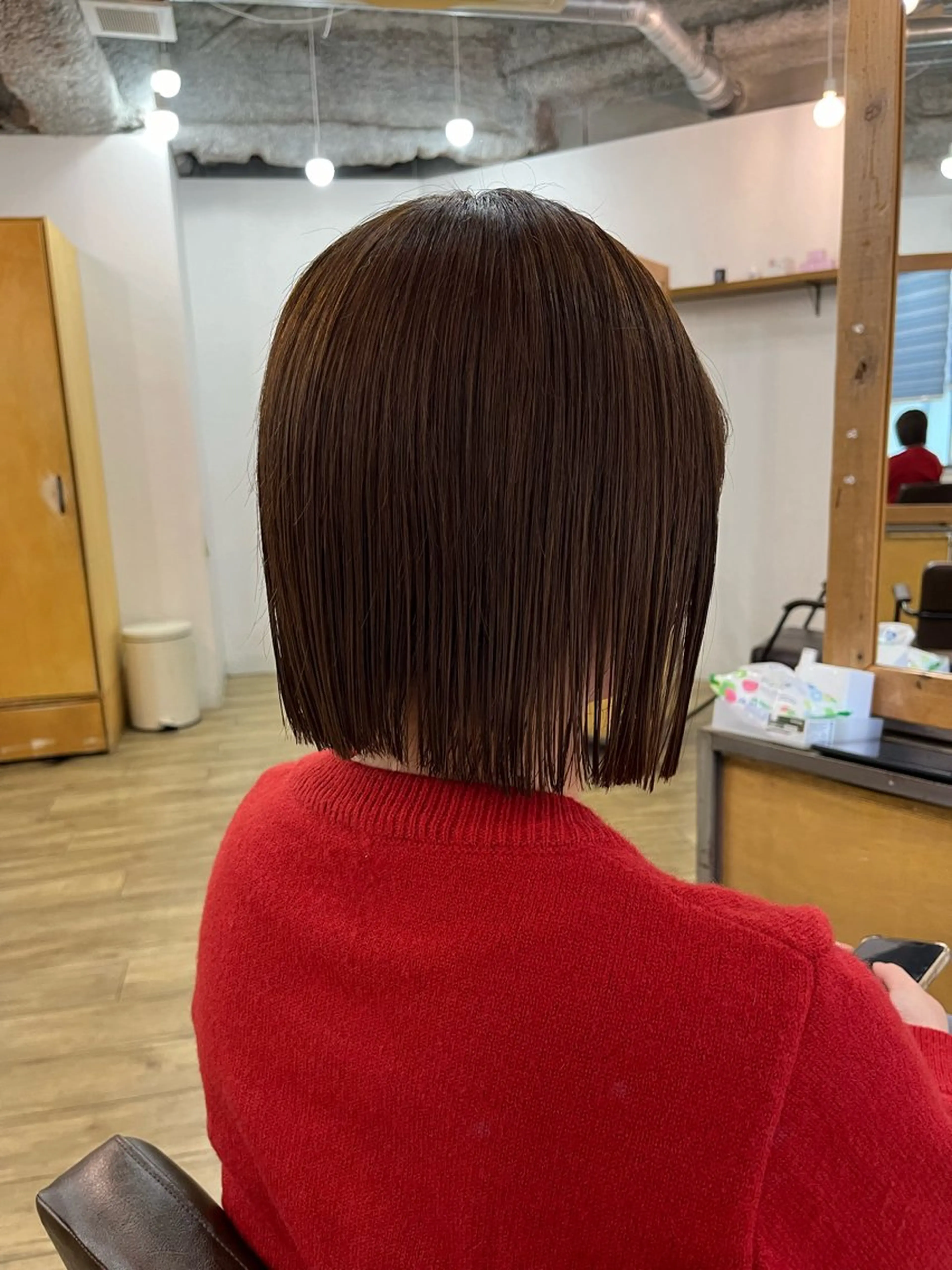 ミディアム カラー 切りっぱなしボブ ボブ ヘアカラー 似合わせ/ブリーチ/ 髪質改善/ミクෆ‪のヘアスタイル