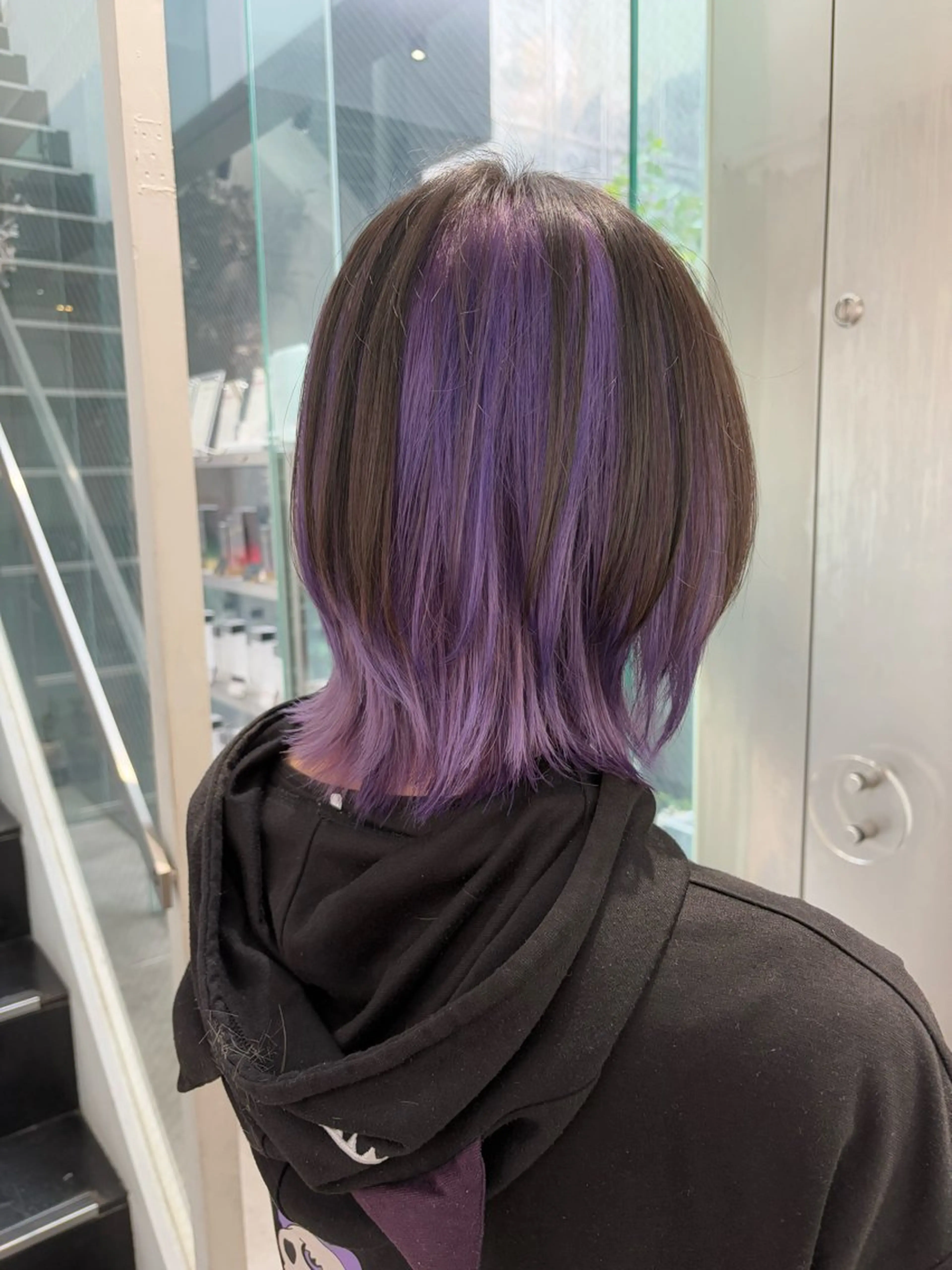 ミディアム カラー ブリーチ ラベンダーカラー ウルフカット カット ヘアカラー トリートメント インナーカラー/天神 ブリーチ/吉田のヘアスタイル