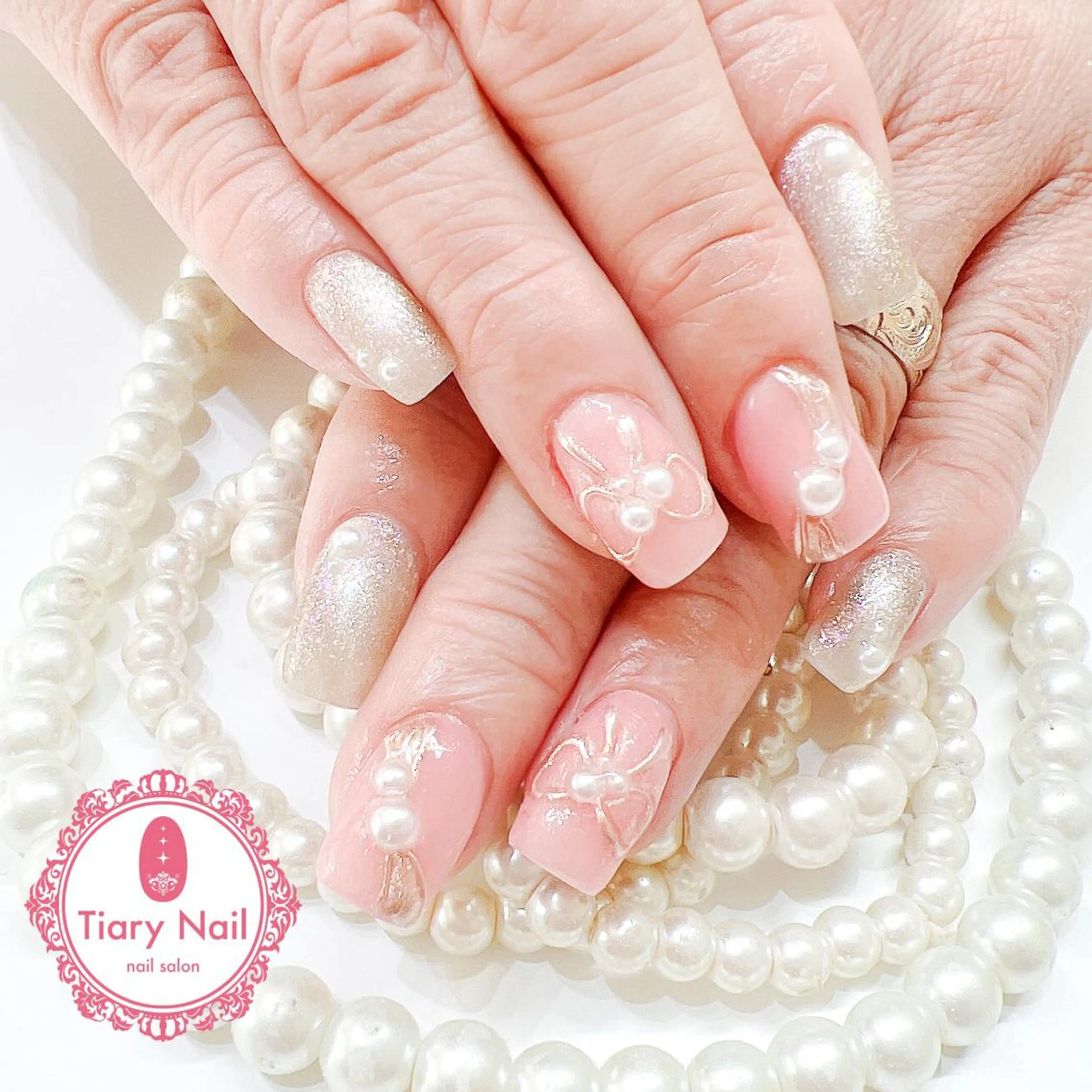 ネイル 桜ネイル 成人式 長さ出し フラッシュネイル フットネイル ハンドネイル 💗🪽Tiary Nail🪽💗のネイルデザイン