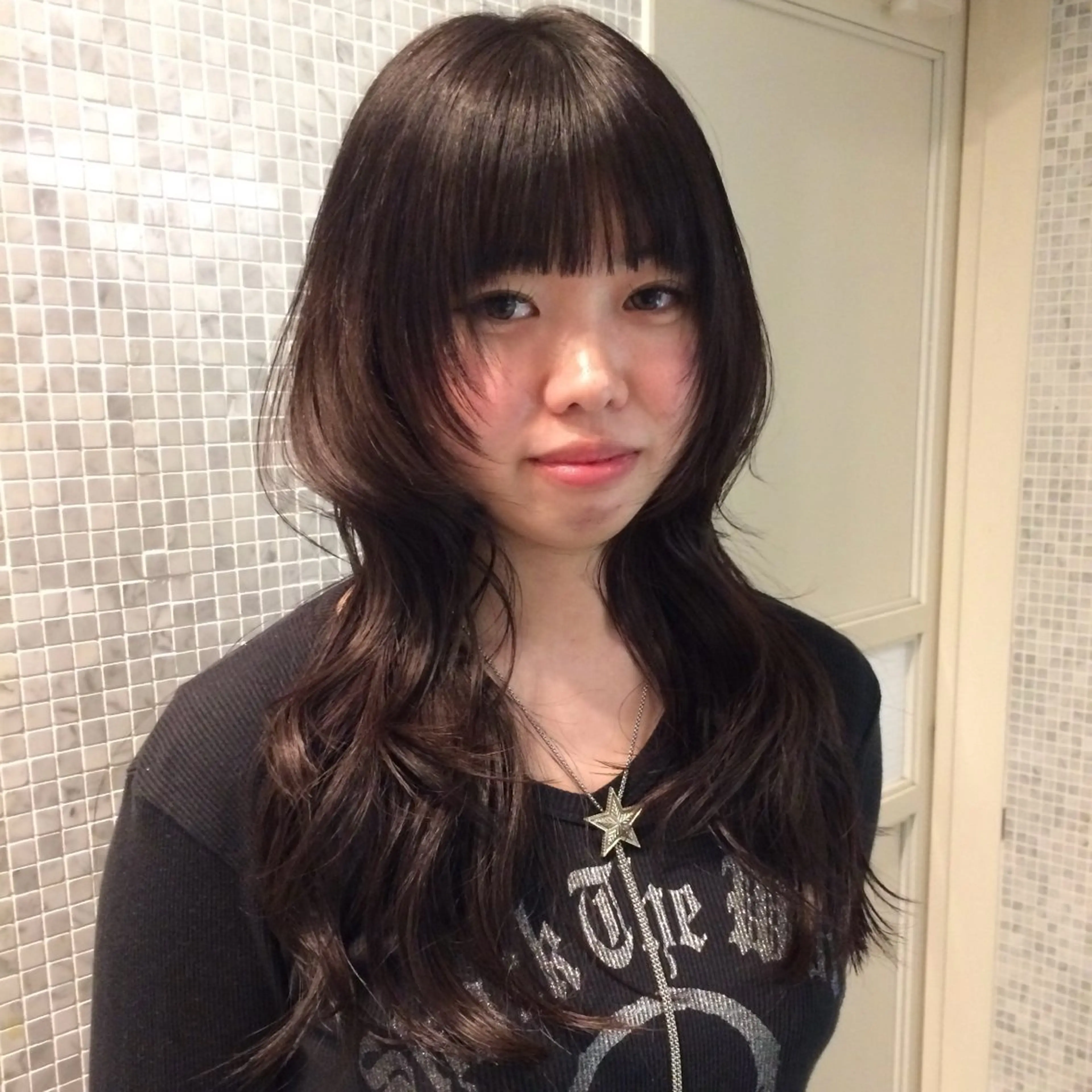 セミロング 顔周りカット レイヤーカット 小顔カット カット 栄/レイヤーカット/ ハッシュカット/モモのヘアスタイル