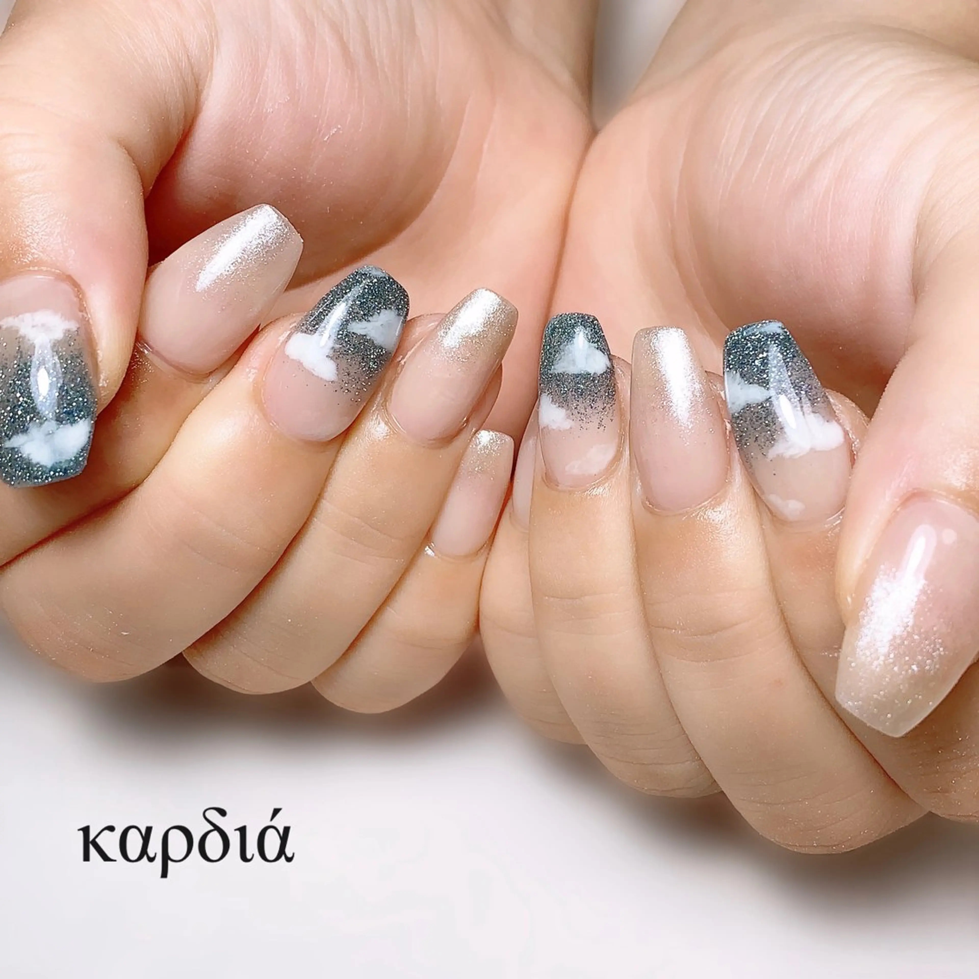 ネイル ハンドネイル καρδιά -ｶﾙﾃﾞｨｱ-のネイルデザイン