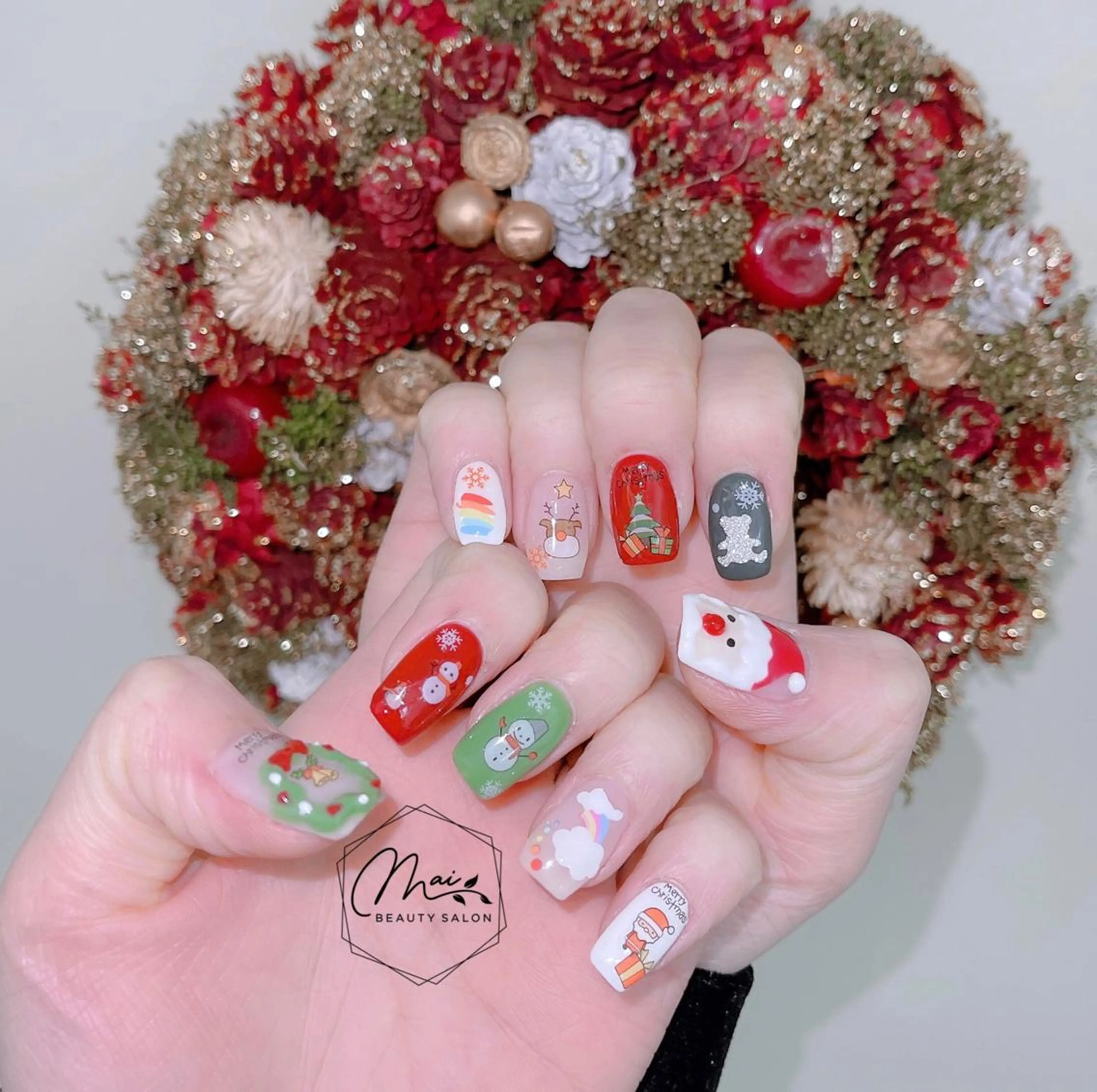 ネイル オーロラネイル 長さ出し フラッシュネイル フレンチネイル ジェルネイル MaiBeauty HaNaのネイルデザイン