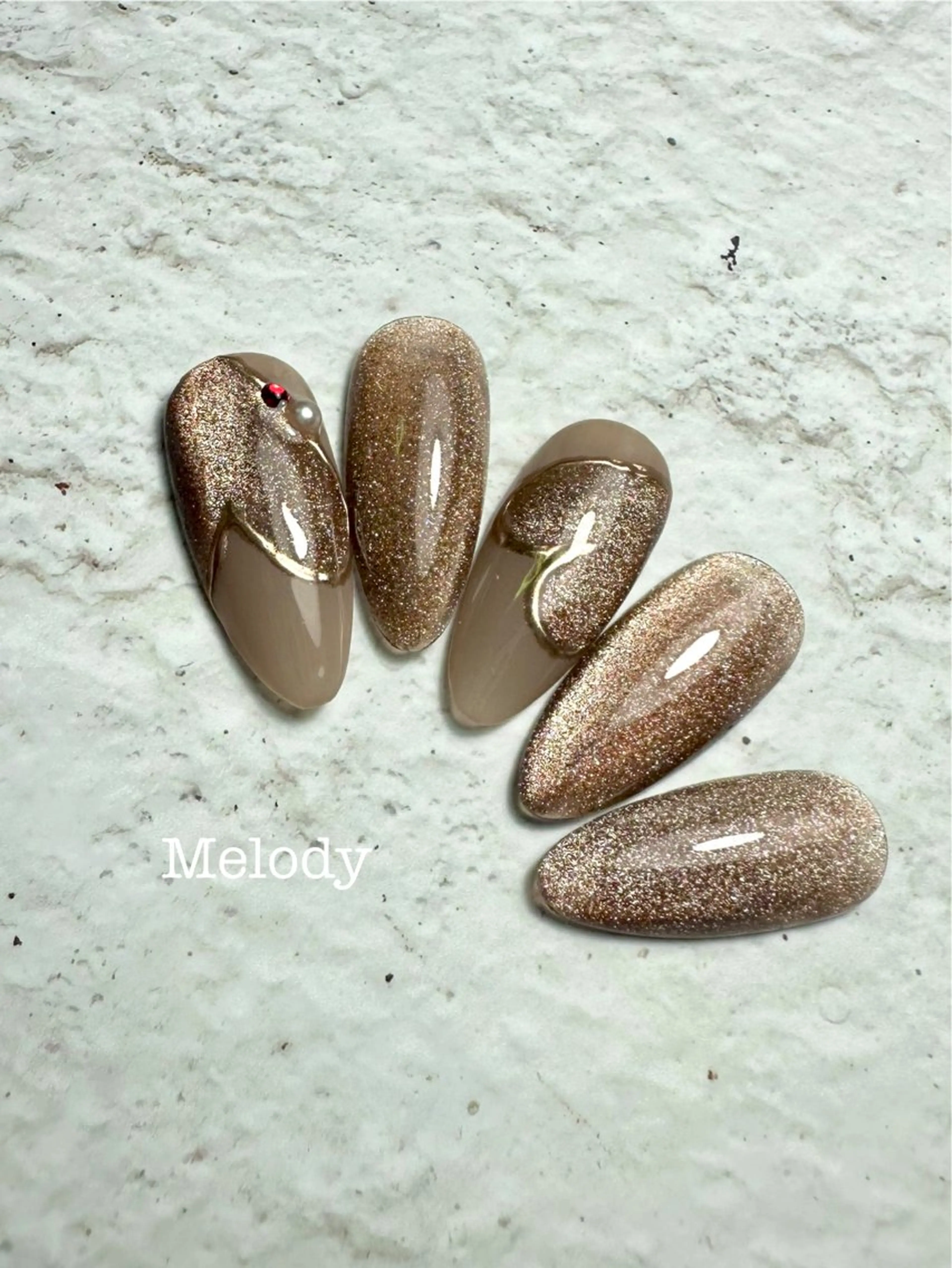 【初回・ハンド】２月キャンペーンネイル② (マグネット×ハートアート)シンプルネイルにおすすめの写真