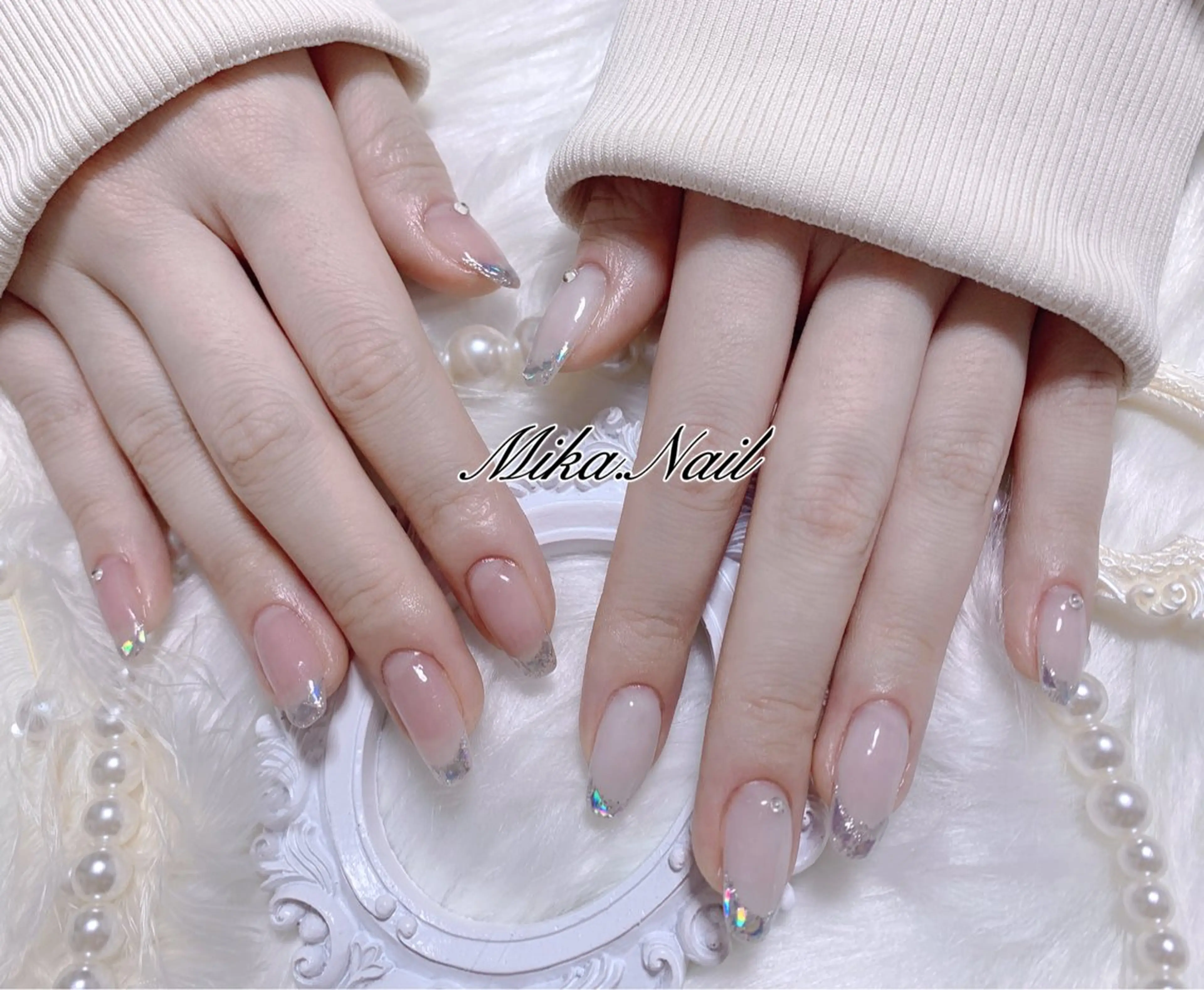 ネイル フレンチネイル ガラスフレンチ Mika Nailのネイルデザイン