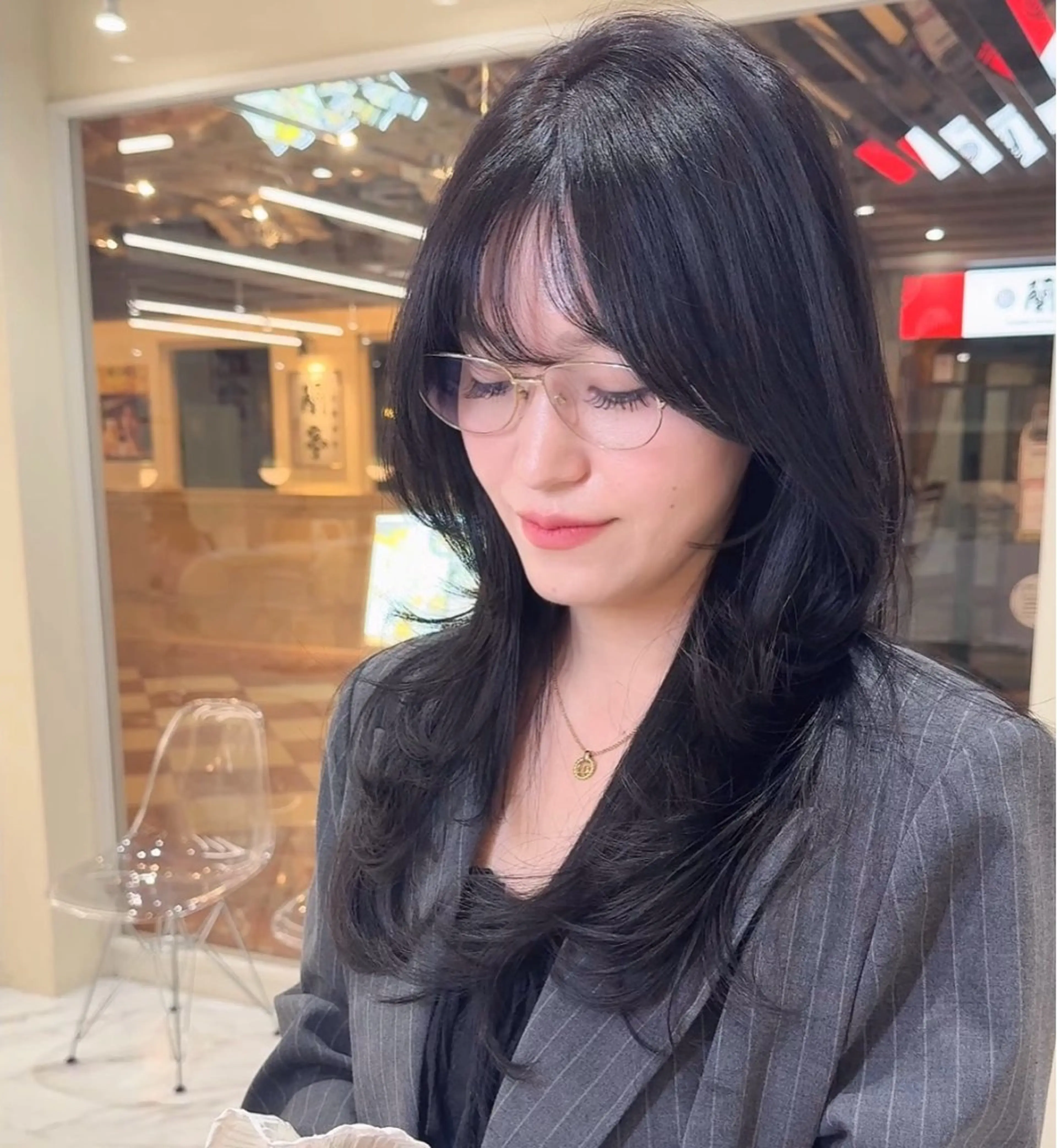 セミロング ボブ レイヤーカット ワンホン×髪質改善 つのーか🩶‪🫧のヘアスタイル