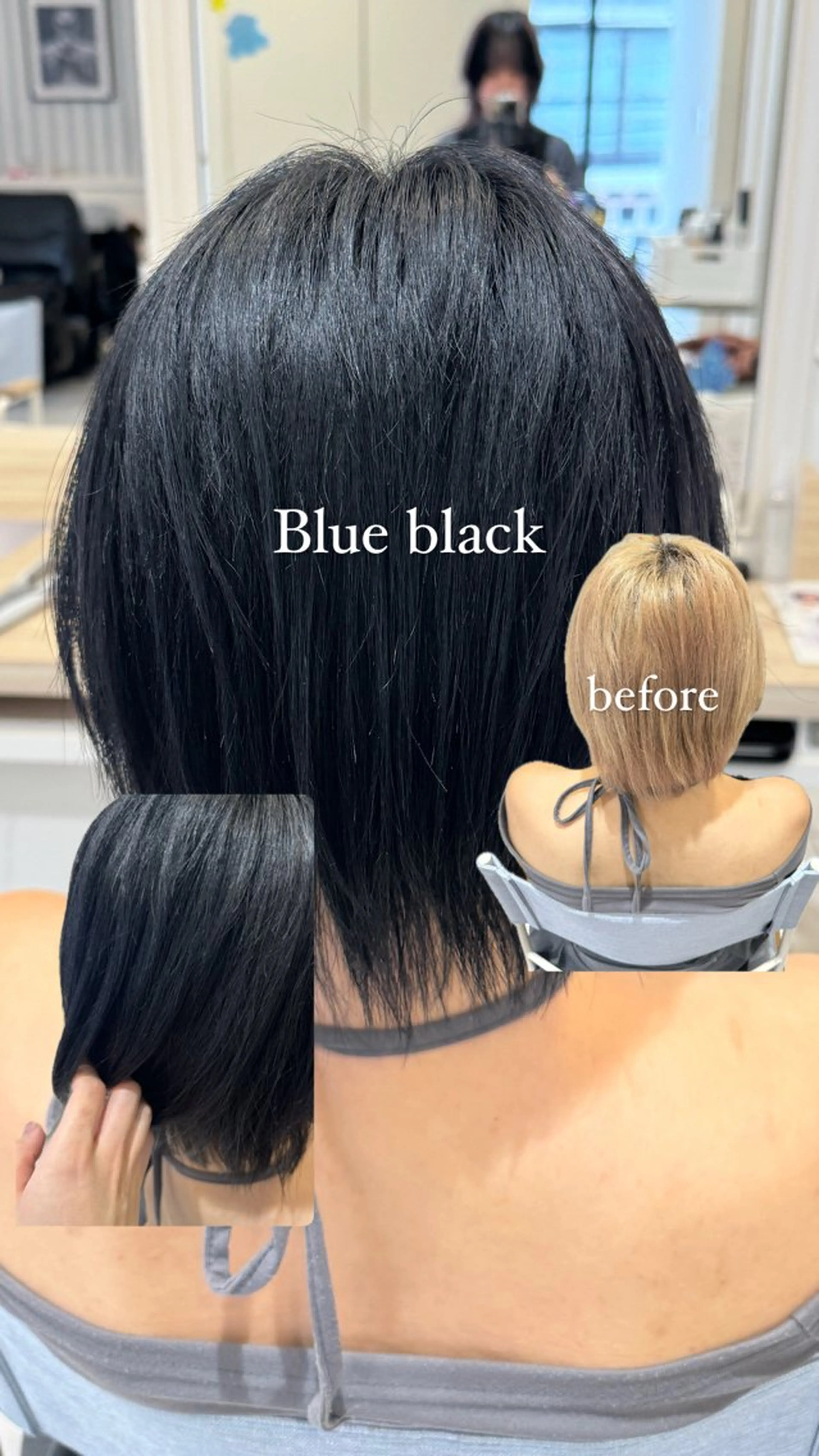 ショート カラー 黒髪 ブルーカラー ブルーブラック 透明感カラー レイヤー/ウルフカッ ト/𝓡𝓲𝓷🍎のヘアスタイル