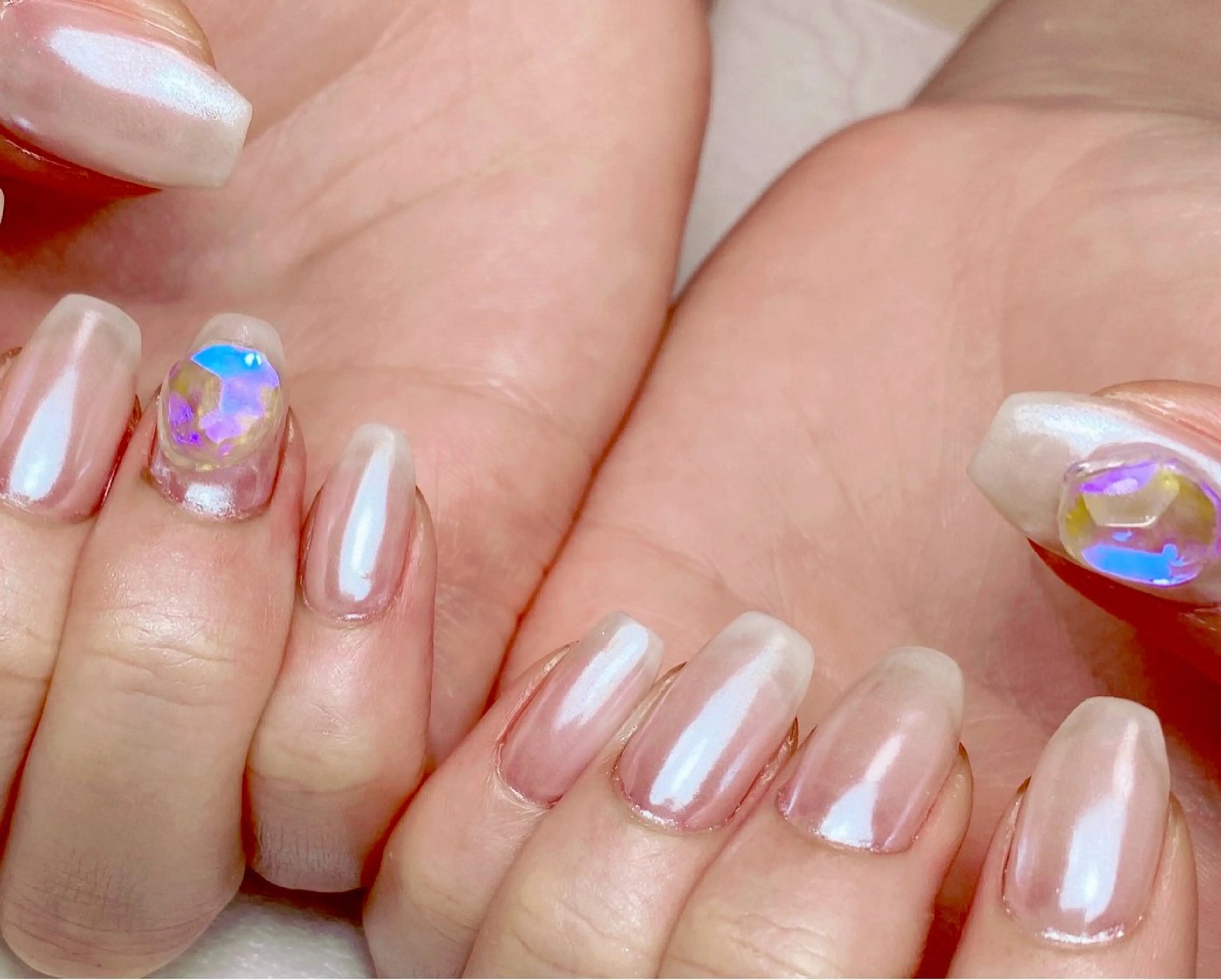 ネイル 氷ネイル・うるうるネイル ミラーネイル ハンドネイル Nail Salon K 🧸美爪育成のネイルデザイン